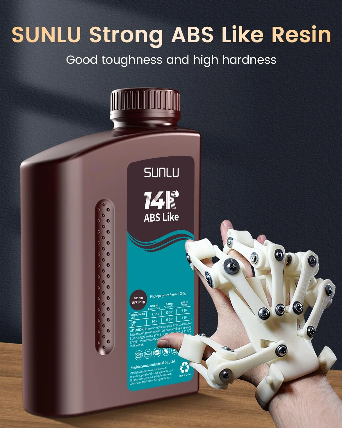 SUNLU Żywica 14K ABS Like 3 kg 405 nm UV do drukarki 3D szara