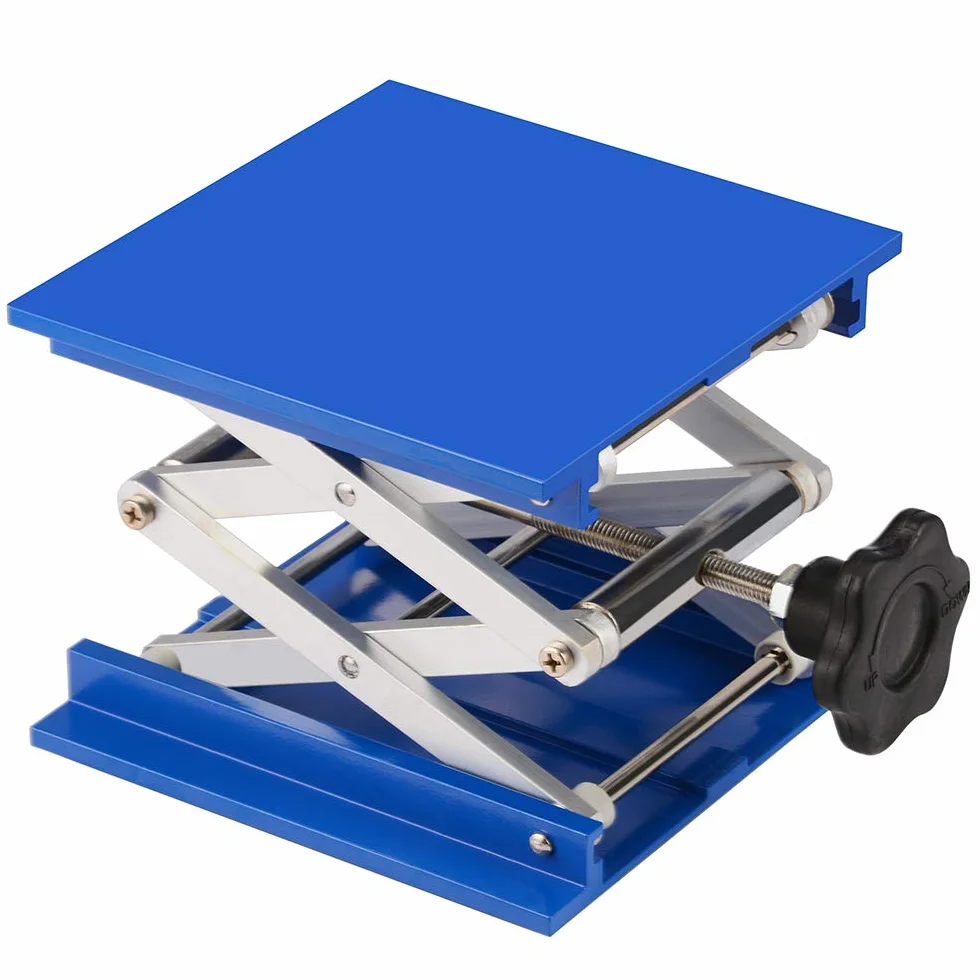 stonylab Gniazdo laboratoryjne 150 x 150 mm anodowane Alumunium Top Deck Laboratorium Podnośnik Podnośnik Lab Podnoszenie Stół Scissor Jack ze wspornikiem 10 kg, 63 do 260 mm