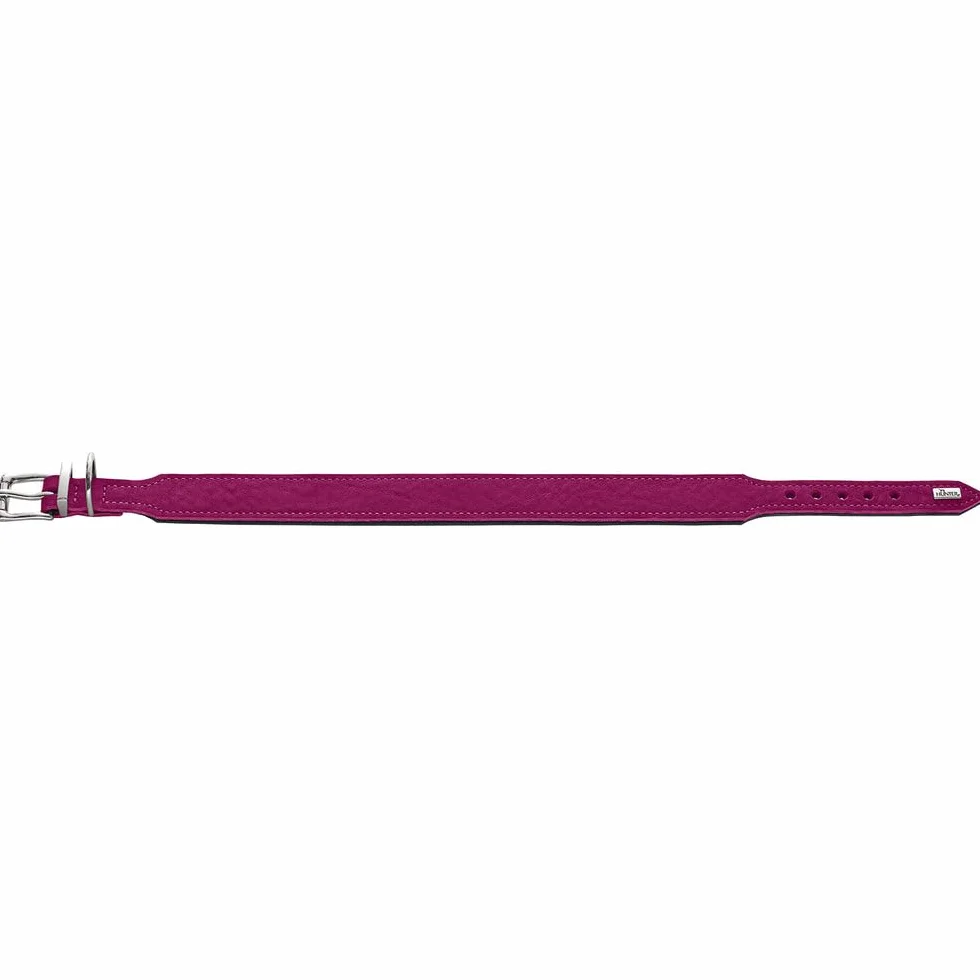 HUNTER Obroża dla psa Malta, kolor: magenta, z natłuszczonej miękkiej skóry bydlęcej, miękka podkładka, wytrzymała, żywe kolory, ręcznie wykonana, Made in Germany, rozmiar: 47
