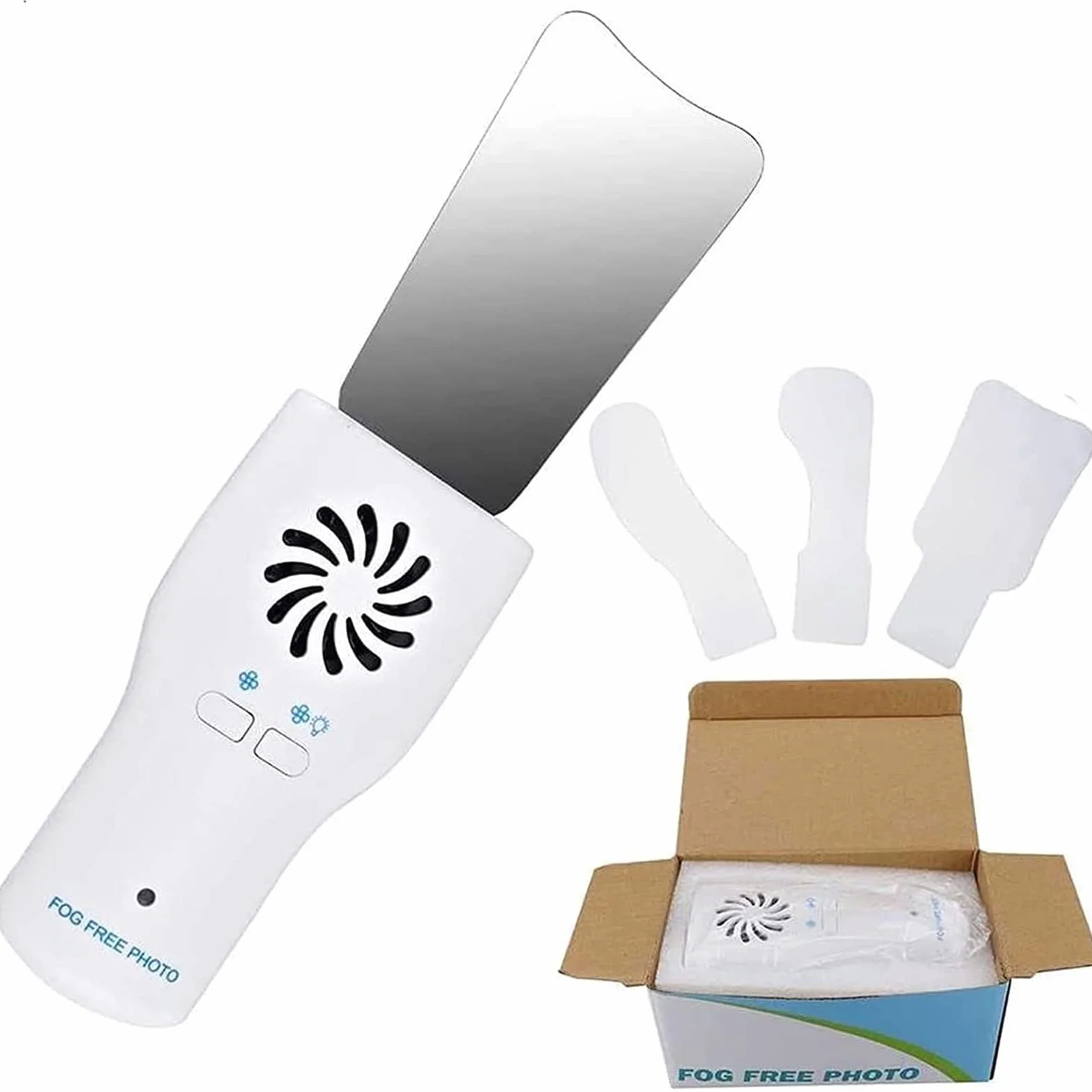 Lusterko dentystyczne LED Anti-Fog z wentylatorem, dwustronne z 4 soczewkami