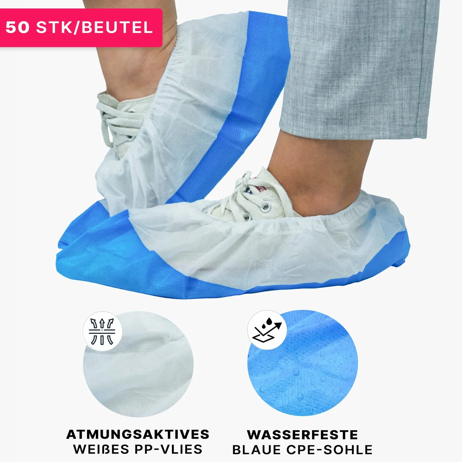 ARNOMED® Ochraniacze na buty wielorazowe wodoodporne CPE PP 50 sztuk