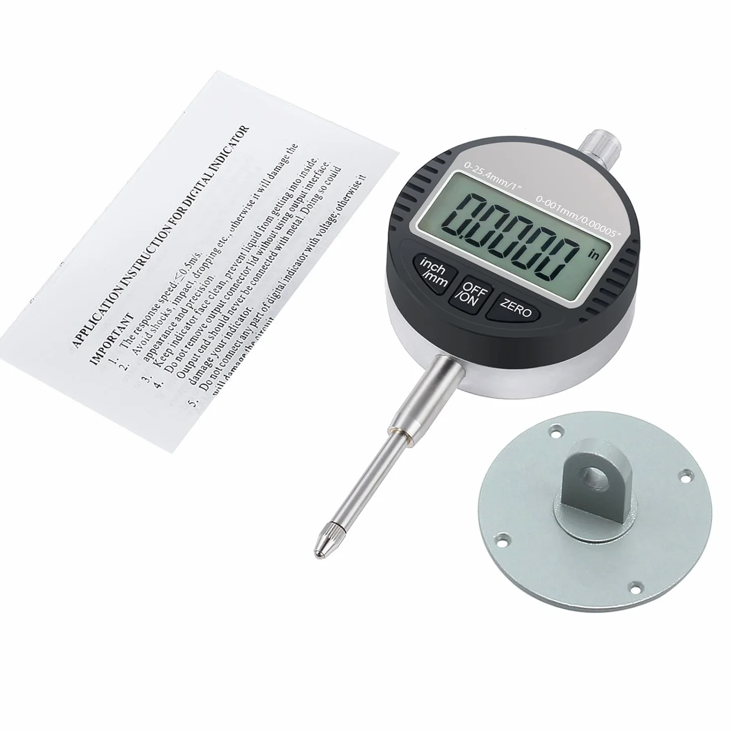 Cyfrowy wskaźnik zegarowy 0,001 mm / 0,00005 '' Neoteck DTI Dial Test Gauge Zakres 0-25,4 mm/1'' Cyfrowy wskaźnik sondy Wskaźniki testowe Elektroniczny wskaźnik