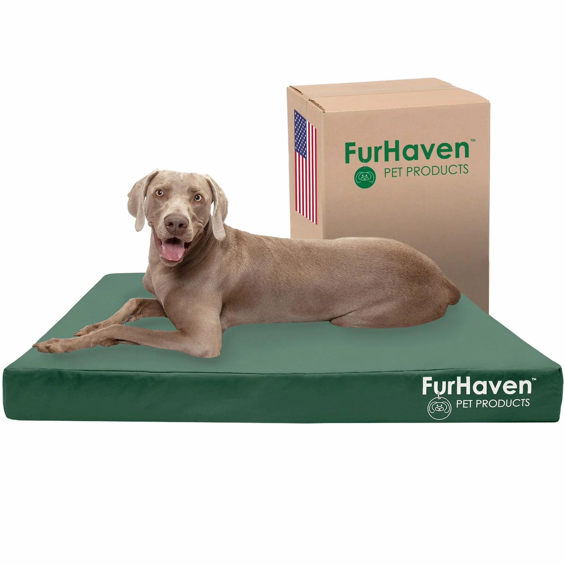 FurHaven Wodoodporne legowisko dla psa z żelem chłodzącym dla dużych psów ze zdejmowanym zmywalnym pokrowcem, dla psów o wadze do 56 kg - nadruk logo do wewnątrz/na zewnątrz materac Oxford Polycanvas