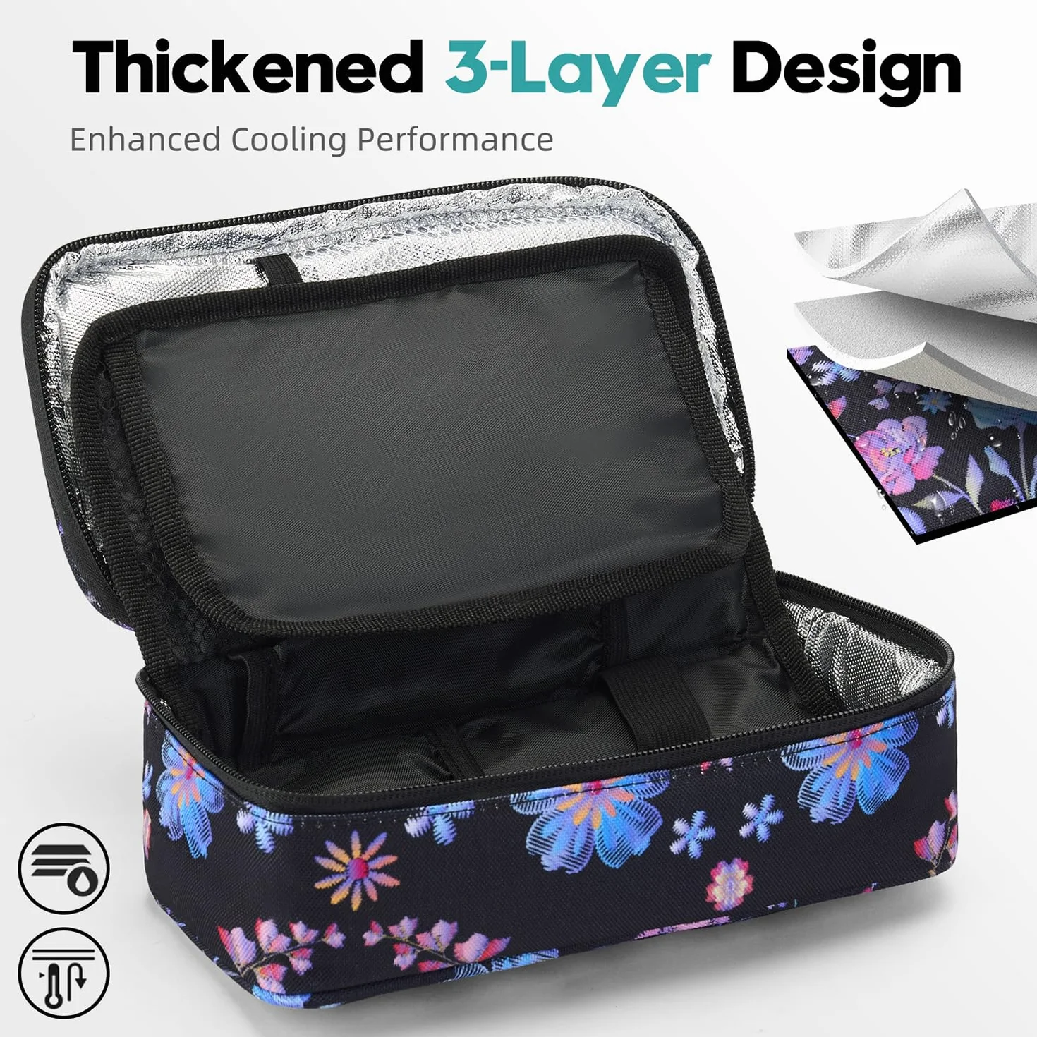 ALLCAMP Insulin Cooler Travel Case, Przenośna Torba Chłodząca Na Insulinę Dla Diabetyków, z 4 Torbami Chłodzącymi, Izolowaną Podszewką