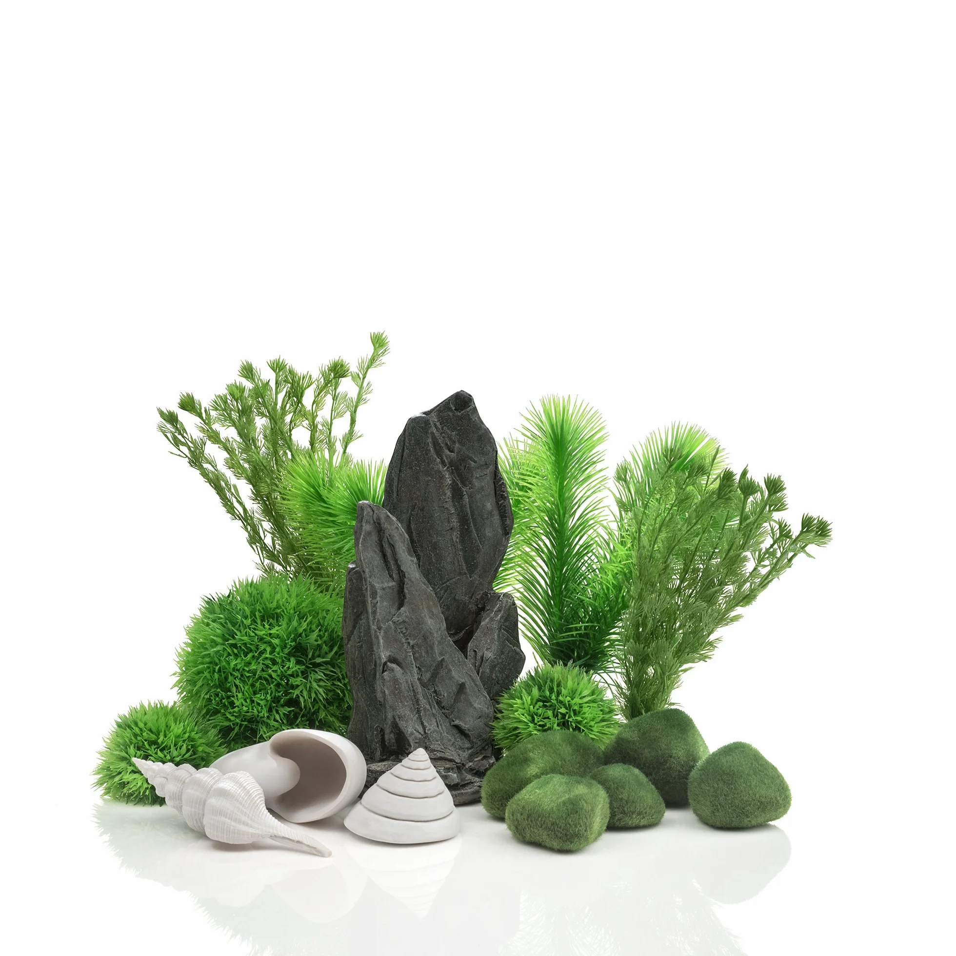biOrb 48445 Stone Garden zestaw dekoracyjny, 30 l, dekoracja akwariowa z realistycznymi sztucznymi roślinami wodnymi, korzeniami i kamieniami dla pięknego wzornictwa akwarium, nadaje się do wody