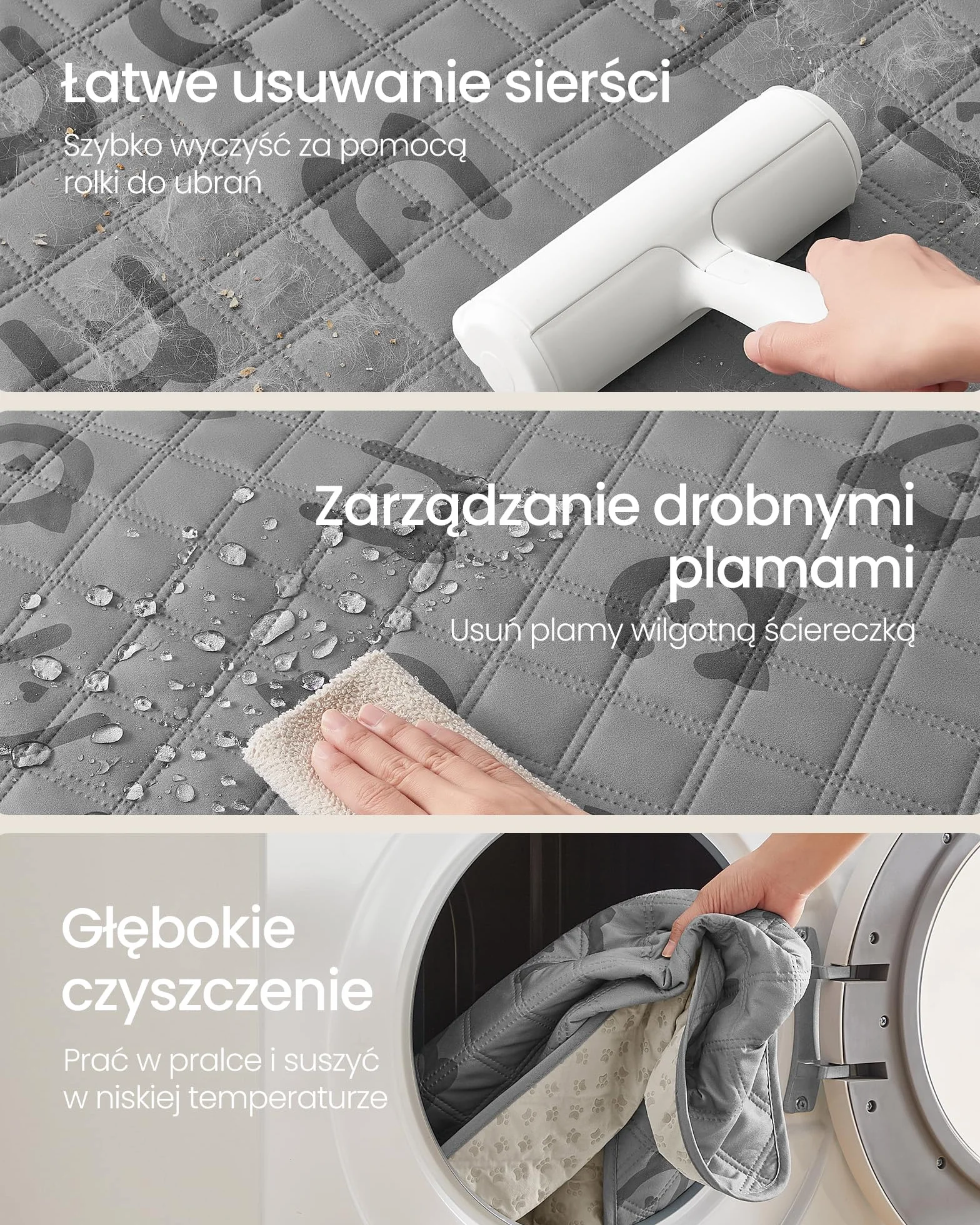 Feandrea Wodoodporny kocyk dla psa Duży koc 82" x 52" Koc samochodowy zwierząt domowych Ochraniacz na sofę Można prać w pralce Antypoślizgowy spód Pikowany wzór Gołębi szary PPB027G01