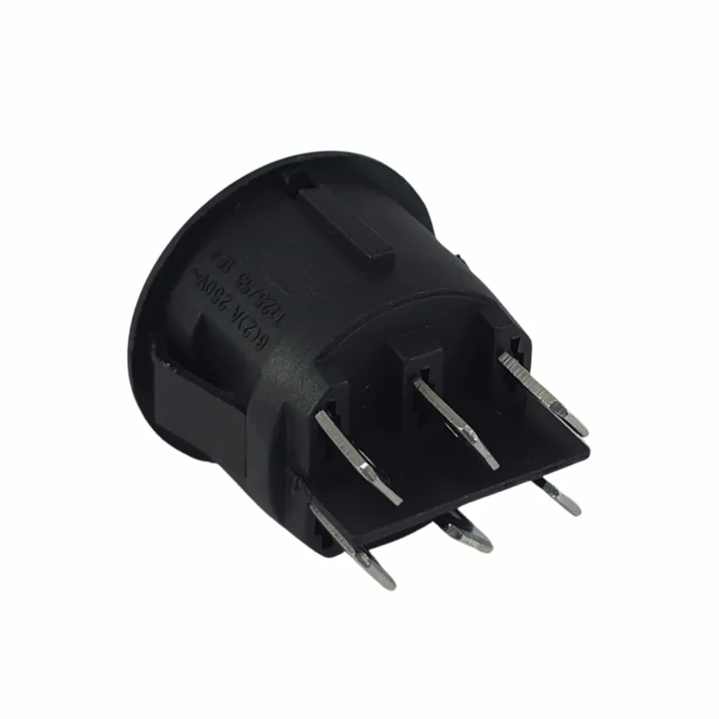 Okrągły przełącznik kołyskowy 22 mm 6-pinowy ON-OFF-ON 250V/6A czarny montaż Snap-In