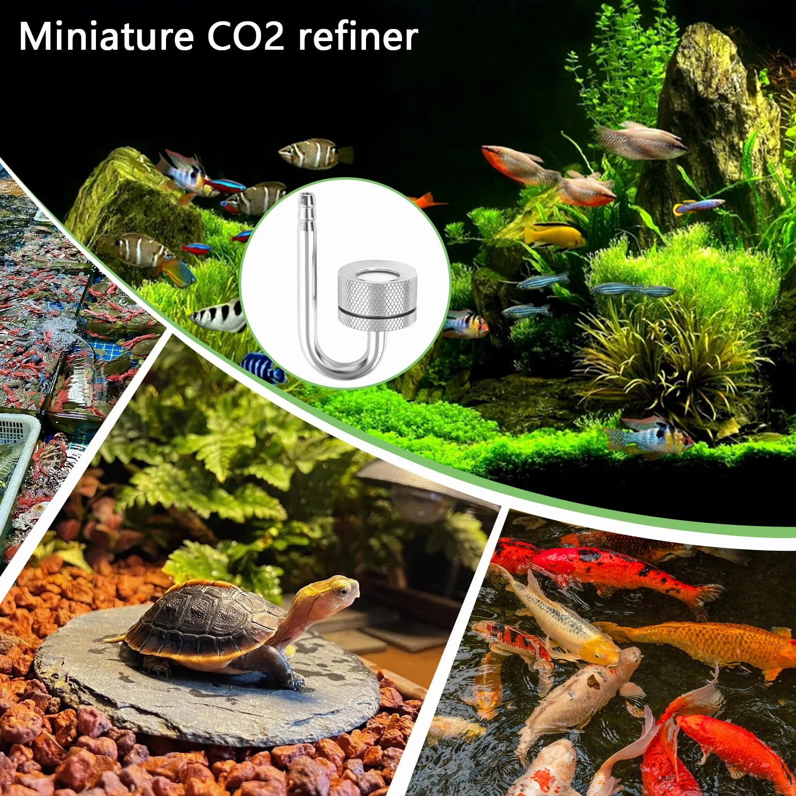 YUE QIN Dyfuzor CO2 do akwarium ze stopu aluminium, dyfuzor CO2, akcesoria z przyssawkami i U-Pipe, dyfuzor dwutlenku węgla, do akwarium, roślin słodkowodnych