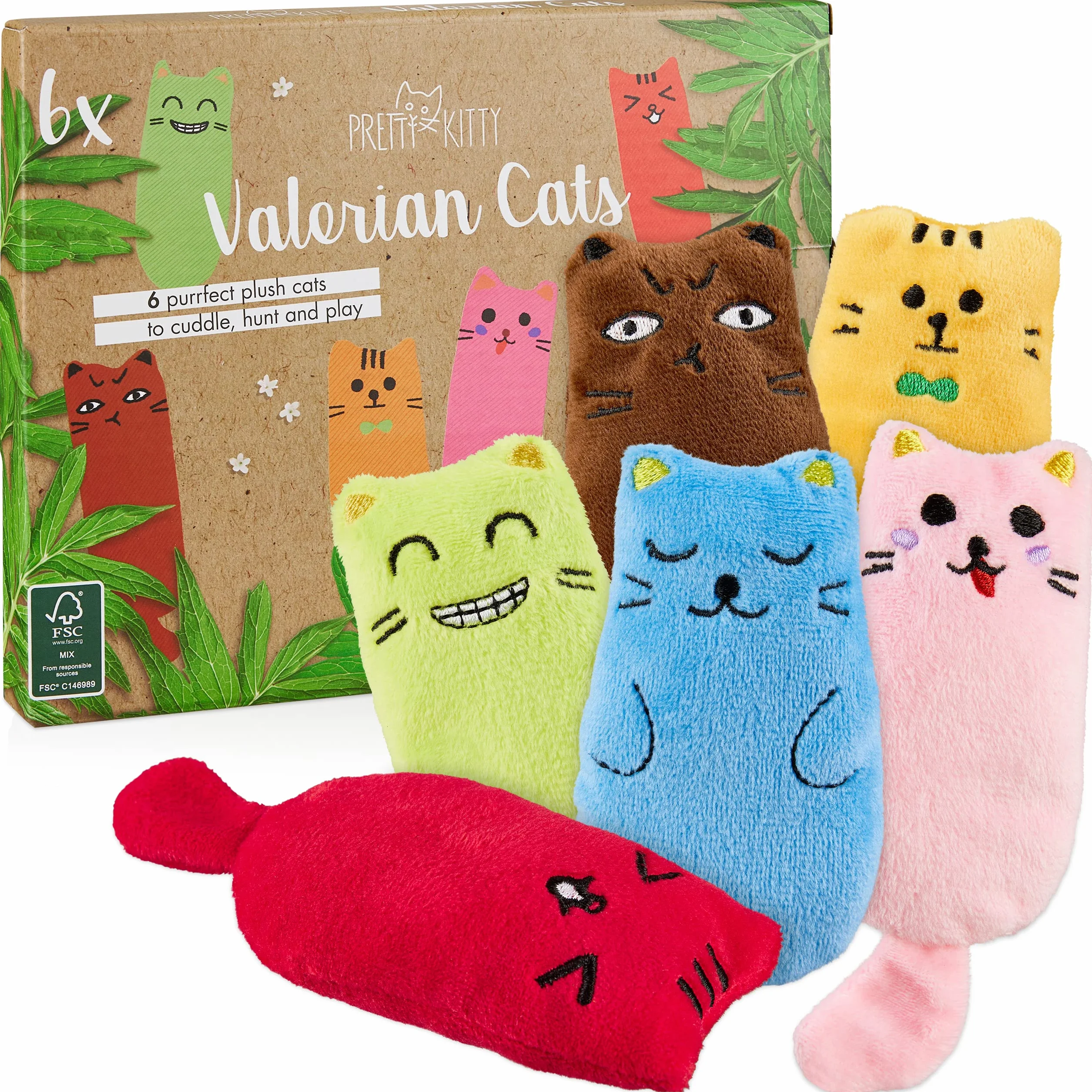 PRETTY KITTY Poduszka Waleriana dla Kota: 6 Poduszek w Zestawie z Zabawkami - Zabawka dla Kotów