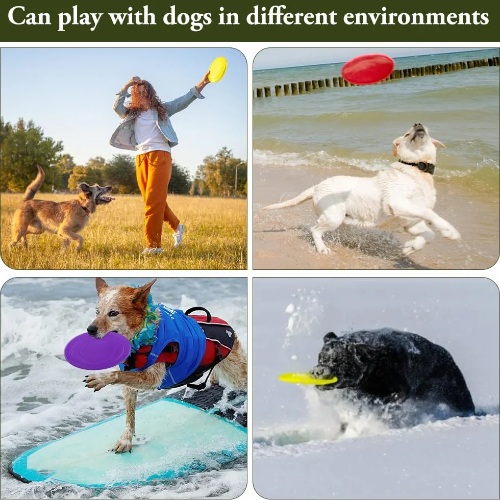 7 sztuk silikonowych krążków dla psów, frisbee, miękka gumowa podkładka, latająca podkładka do treningu psów na lądzie i wodzie, do treningu psa, rzucanie, łapanie, zabawa, odporna na