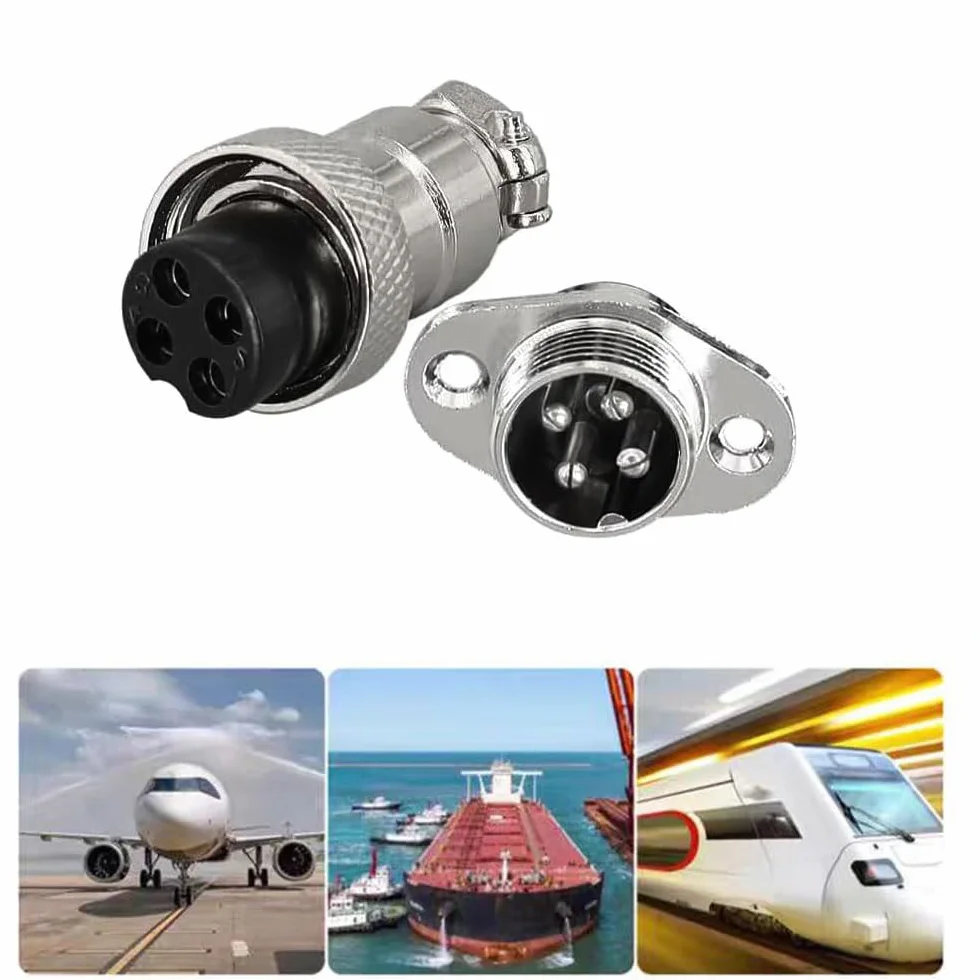 RUNCCI-YUN 2 sztuki GX12 4 Pin wtyczka Aviation, okrągła metalowa wtyczka lotnicza, kołnierz diamentowy M12 GX12 męski żeński łącznik 3-pinowy montaż panelowy łącznik kablowy
