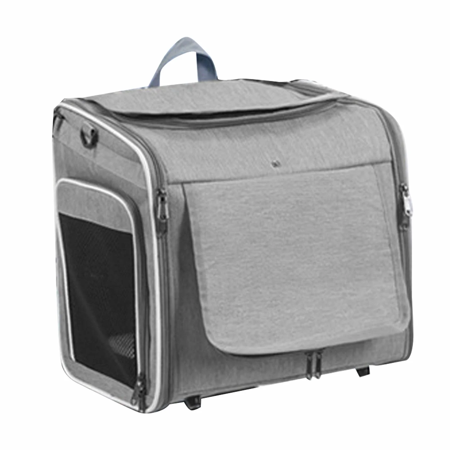 Koszyk Rowerowy dla Psa do 8 Kg Rozszerzalny I Składany 4 Drzwi,4 Siatki,Konstrukcja Z Miękkiej Skorupy Plecak Transportowy Windows Bike Metalową Wytrzymała Tkanina Oxford (GREY)