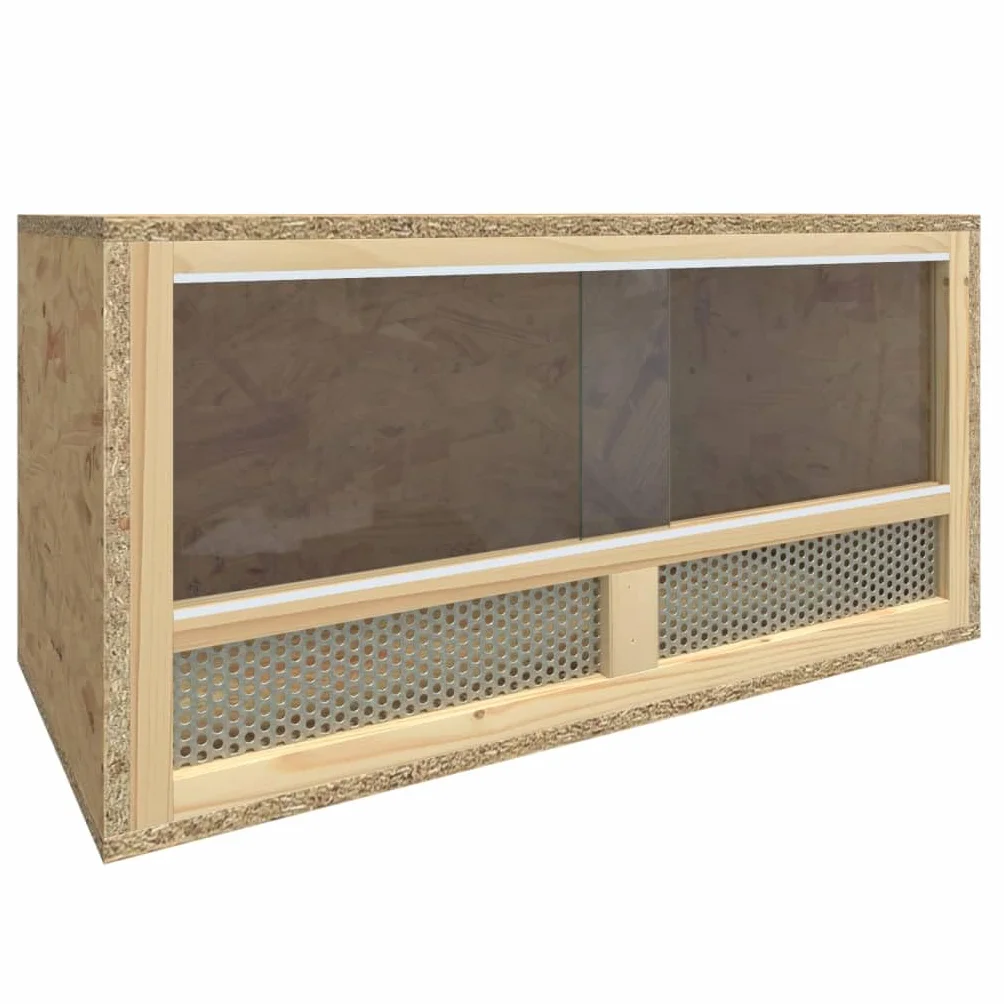 Terrarium materiał drewnopochodny, 60 x 30 x 30 cm, ze szklanym frontem, dla gryzoni i małych zwierząt, do użytku wewnątrz i na zewnątrz, wytrzymała wielopoziomowa wybieg z wentylacją i