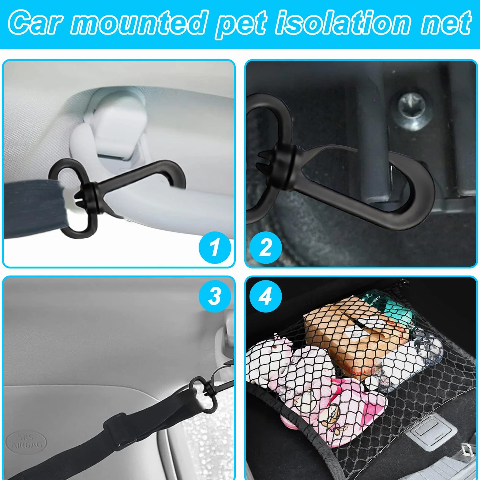 Siatka dla psa do samochodu 120x90 cm polipropylenowa elastyczna dwuwarstwowa