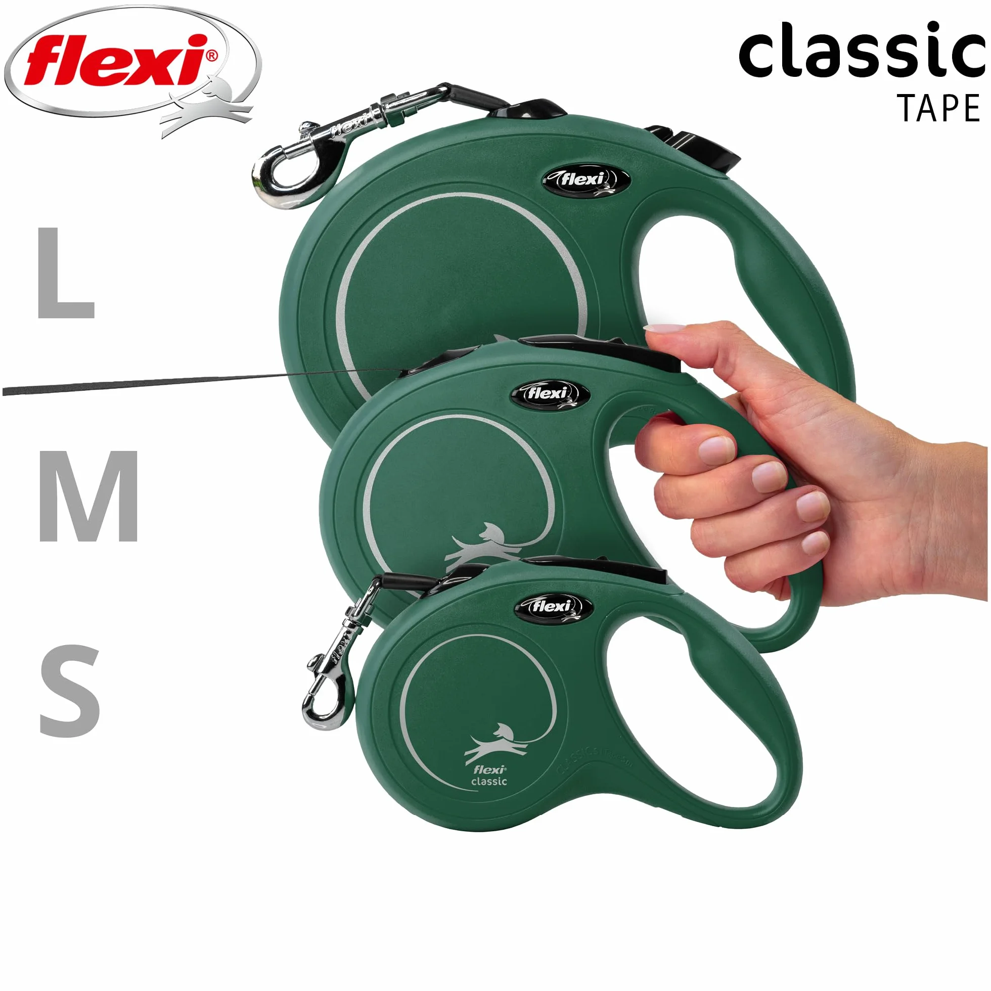 flexi Classic S pasek 5 m oliwkowo-zielony, smycz zwijana dla psów do 15 kg