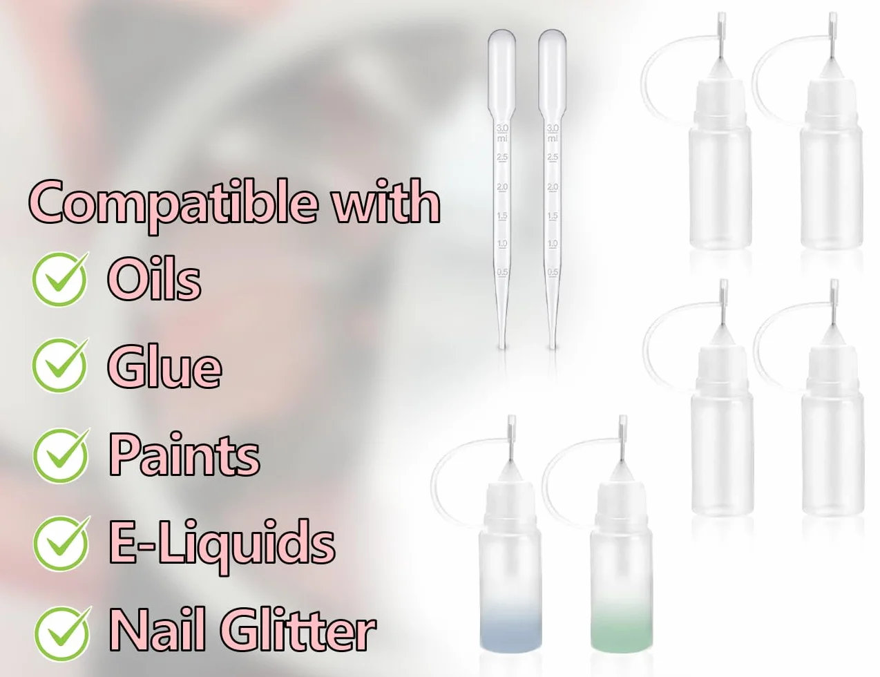 KAPSING 5 ml butelki z aplikatorem z końcówką igłową, 6 sztuk, z pipetą i lejkiem, przyrządy do majsterkowania, które pomagają przy nakładaniu kleju