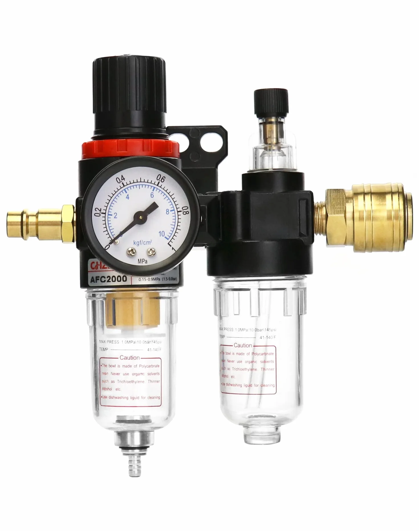 QWORK 1/4" Reduktor ciśnienia powietrza Separator wody z manometrem