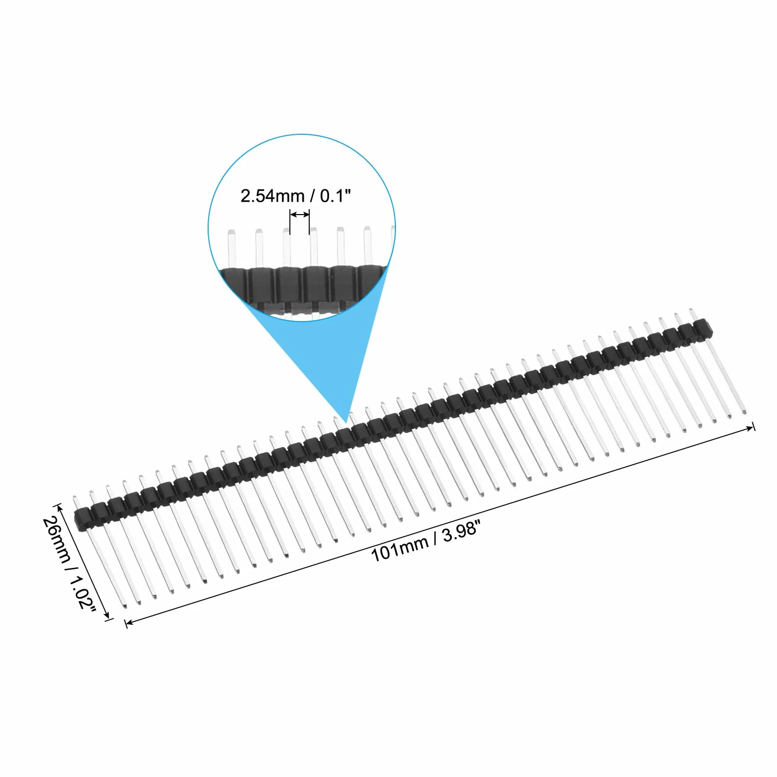 PATIKIL 10 szt. DIP Pin Header jednorzędowy 40P 26 mm miedziany do PCB
