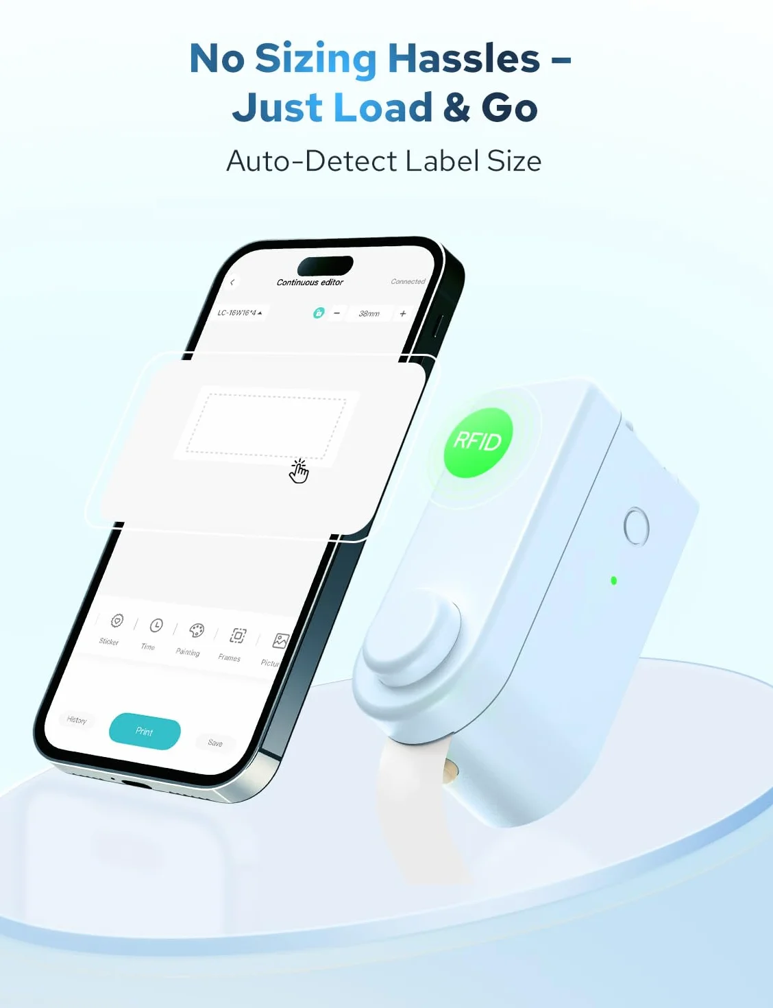 Makeid L1-C drukarka etykiet Bluetooth przenośna mini 9-16 mm 31 mm/s
