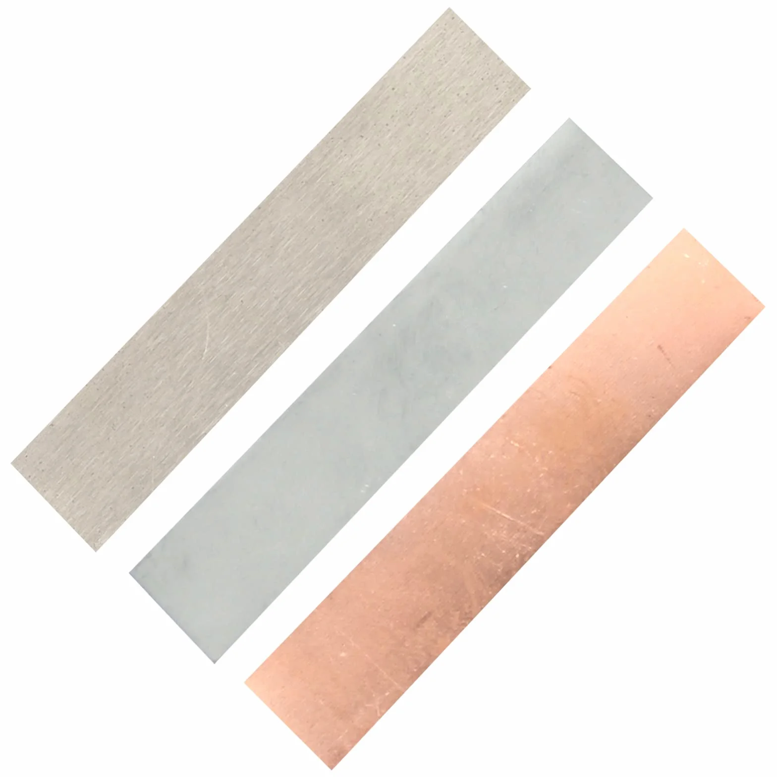 Zestaw arkuszy anodowych nikiel miedź cynk 25x152x1 mm do galwanizacji