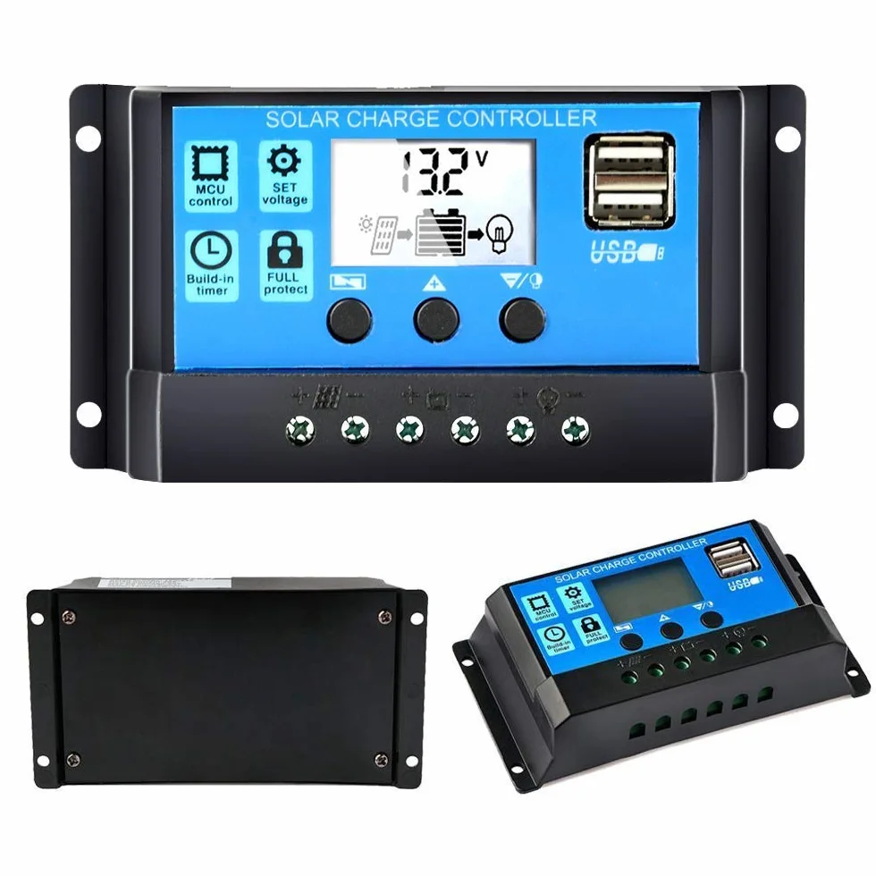 Y&H Automatyczny kontroler ładowania słonecznego PWM LCD 20 A 12 V 24 V Dual USB