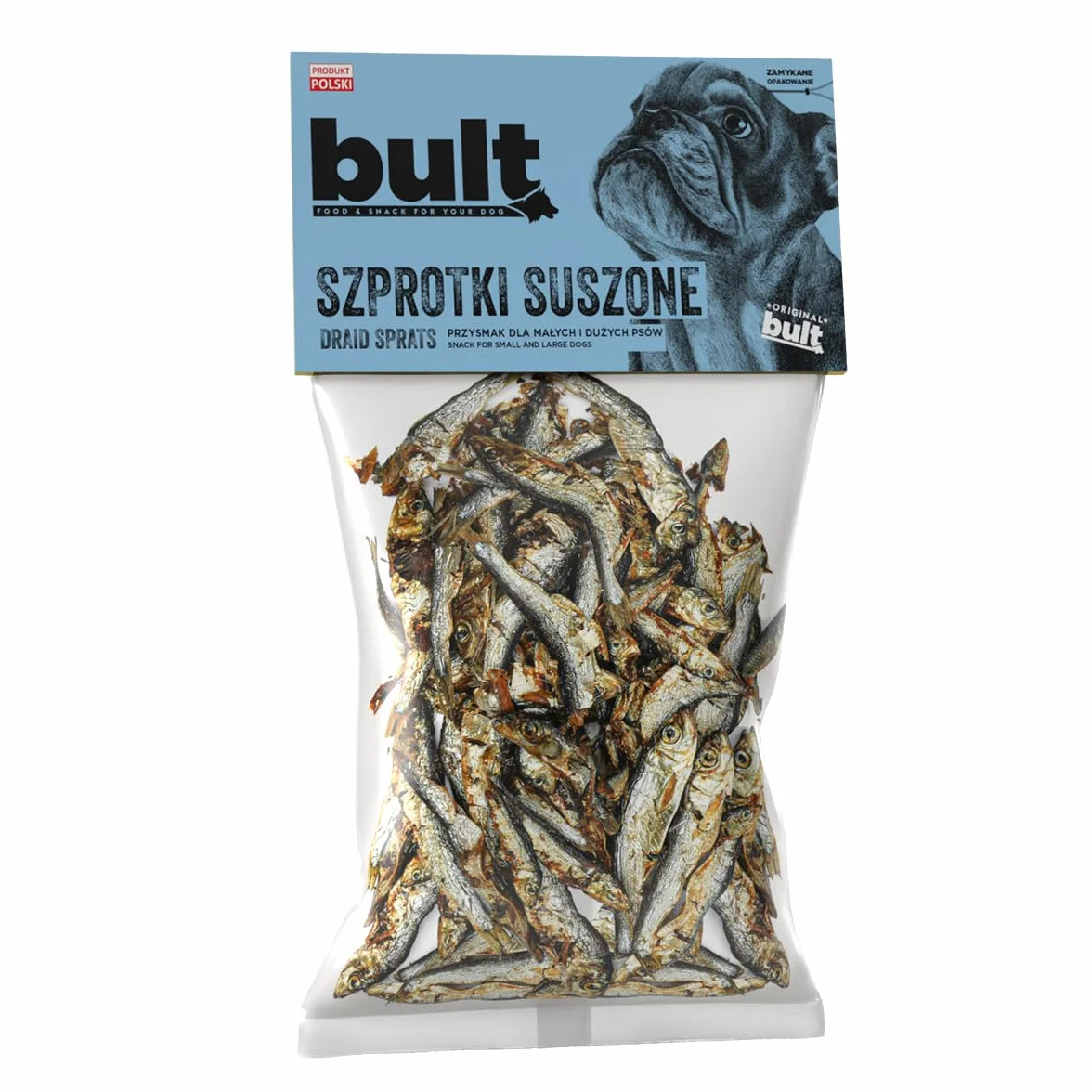 BULT, Naturalne Suszone Szprotki dla Psa, Przysmak Gryzak, Bogate w Omega-3, 150g, Dla Psów Małych i Dużych, Karma Uzupełniająca