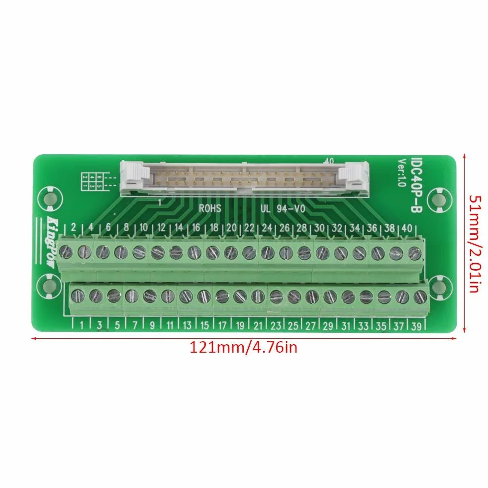 IDC40P 40Pin Steckerleiste Breakout Board Terminal Block Stecker PLC Schnittstelle mit Halterung Geeignet für PLC, Servo und DIN-Schiene montieren.