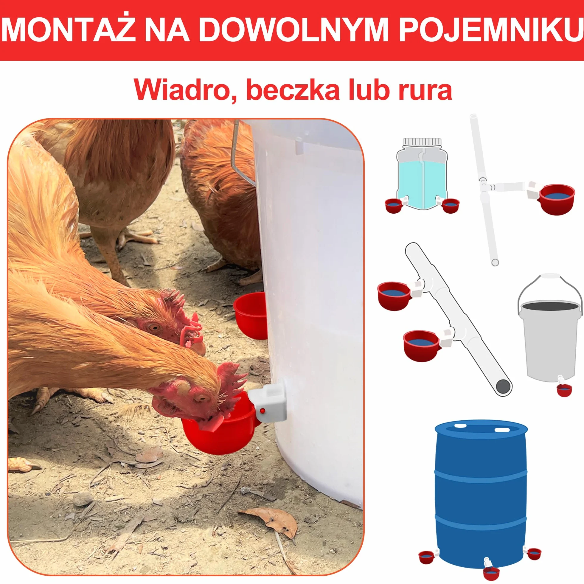 Automatyczne poidło dla kur MPT 1/8 cala zestaw 6 sztuk