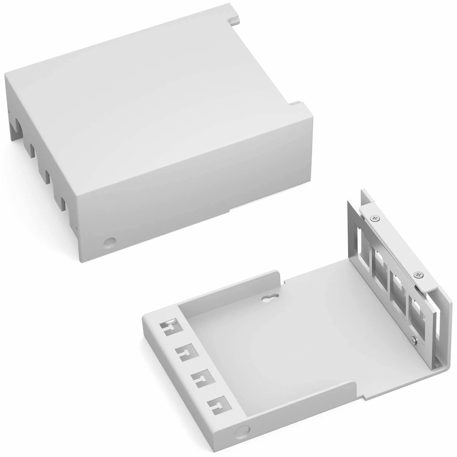 hb-digital 4-portowy panel krosowy obudowa do modułów Keystone z np. gniazdem RJ45 RJ11 Socket wtyczka antenowa złącze F USB-C USB-A BF/AF HDMI zacisk biegunowy gniazdo gwintowane BNZ - jasnoszary
