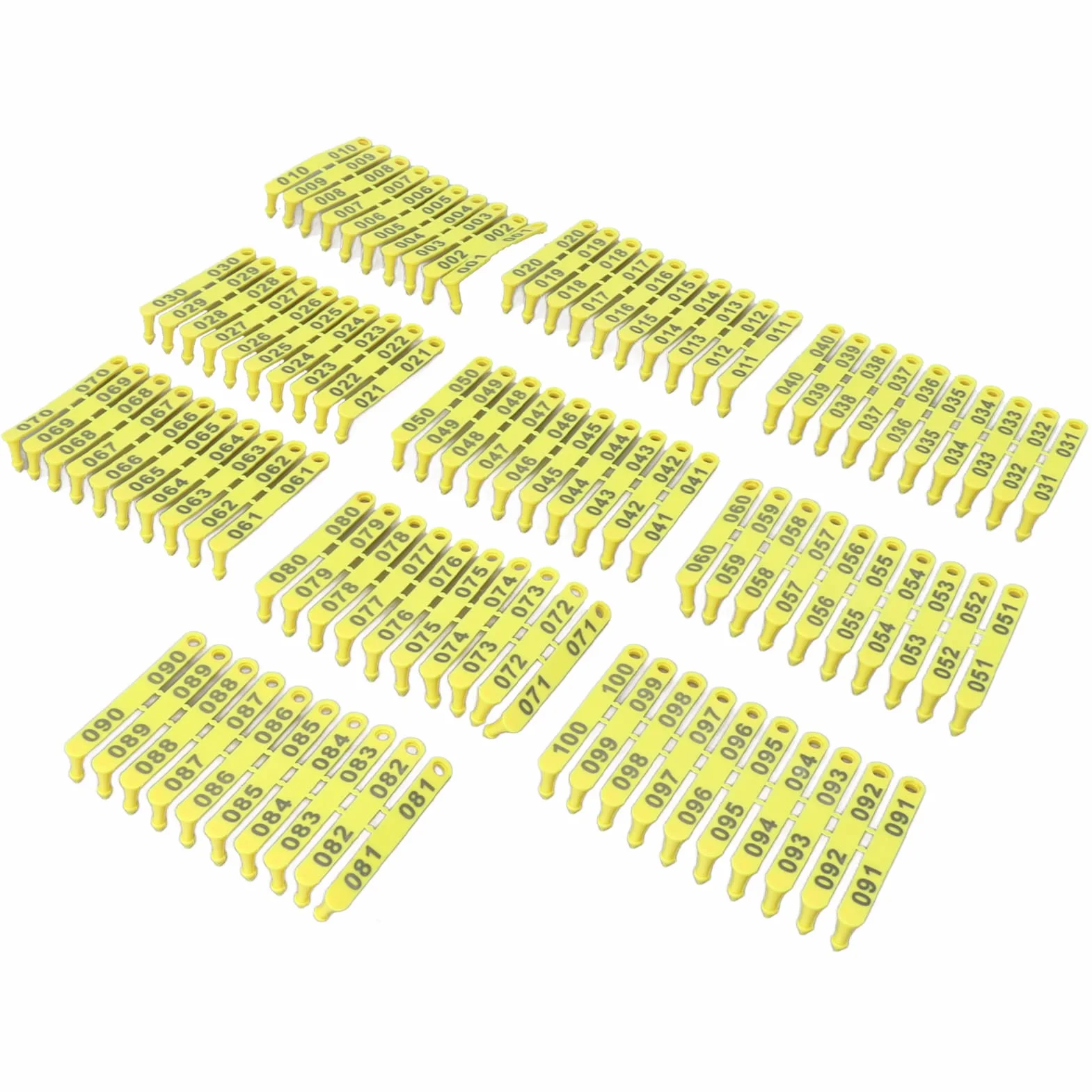 100 Szt. 001-100 Numer Plastikowy Identyfikator Dla Zwierząt Gospodarskich, Tag Dla Zwierząt Gospodarskich, Zintegrowane, Trwałe Kolczyki Dla Zwierząt Gospodarskich Dla Bydła Krowy Owce Świnie Kozy