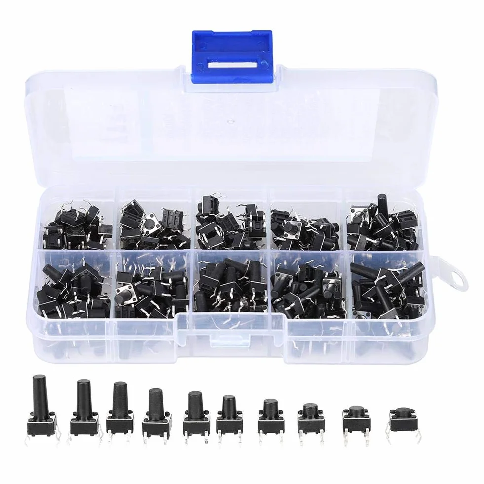 Tact Switch Kit 52 części przełączników dotykowych Micro-Momentary 10W zestaw akcesoriów przemysłowych