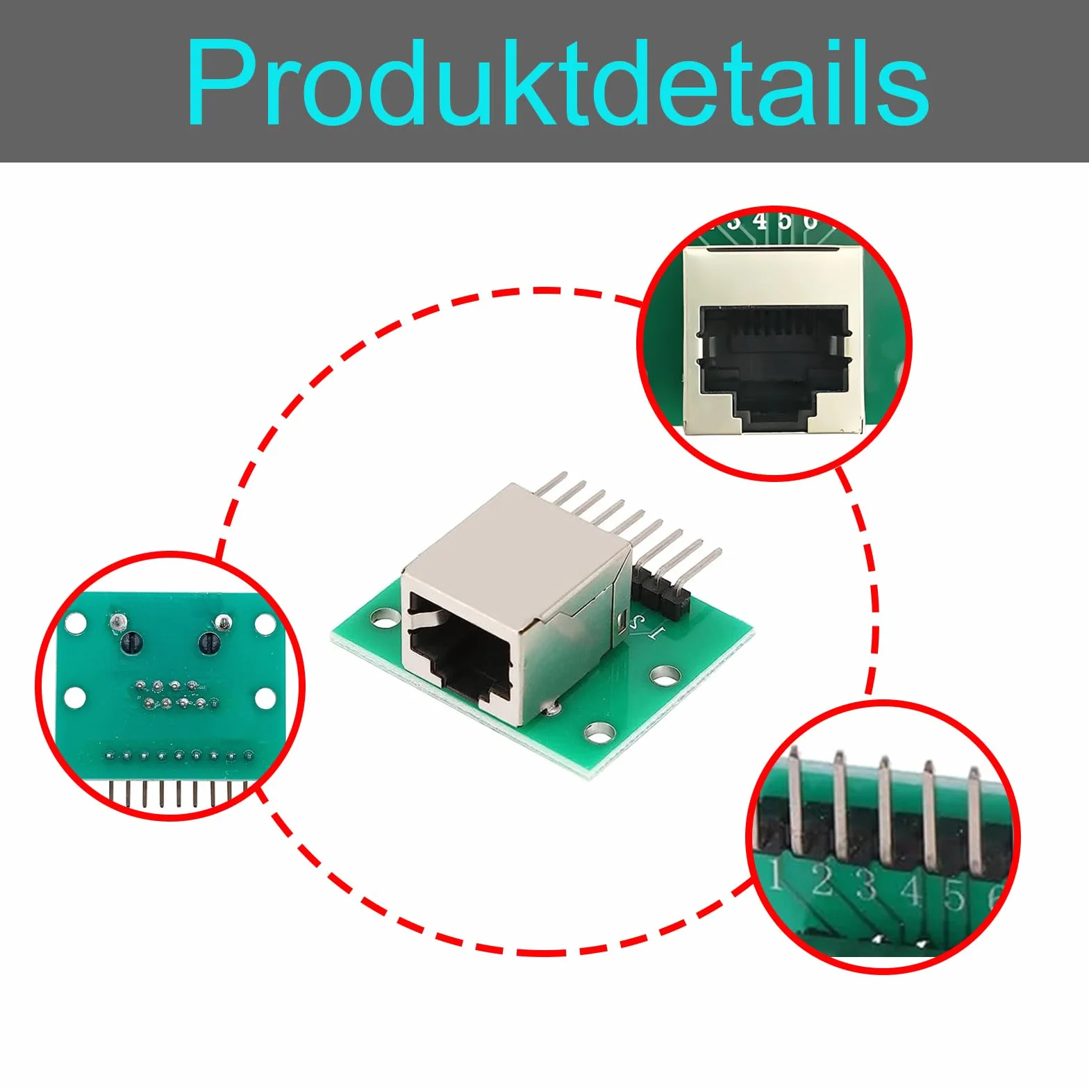 GERUI 7 sztuk wtyków RJ45 Breakout Board 8-pin Headers Network Port poziomy adapter płytka testowa z płytką PCB (gniazdo poziome)