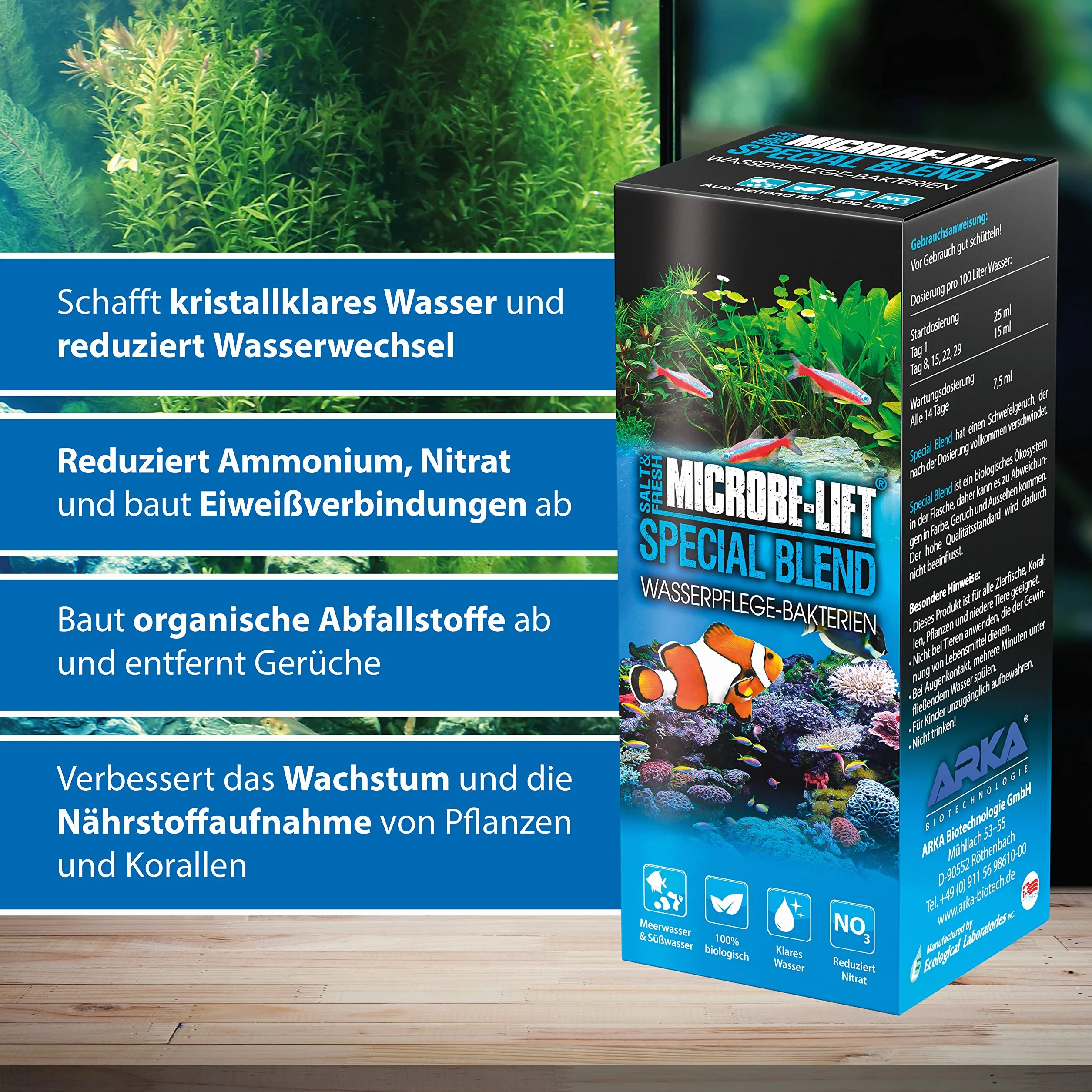 Microbe-Lift 9001-L Wysoce Aktywne Bakterie do Akwarium Wspomagają Redukcję Zanieczyszczeń Wody Słodkiej i Morskiej, 473 ml