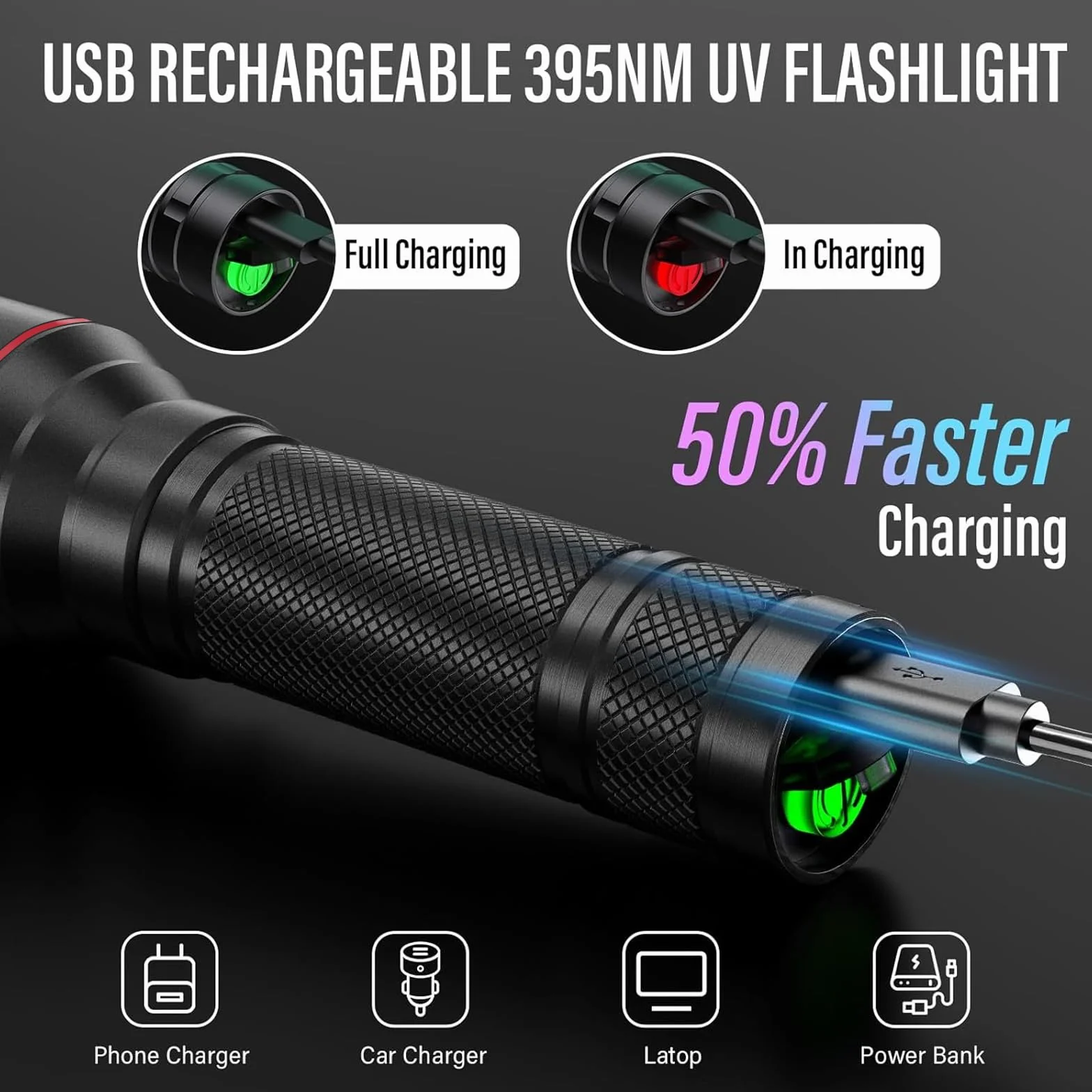 GEARLITE latarka LED ze światłem UV z 21 diodami LED, mini UV latarka z 395 nm, ultrafioletowe światło do geocachingu, detektor moczu zwierząt domowych, zaschnięte plamy moczu psów i innych zwierząt