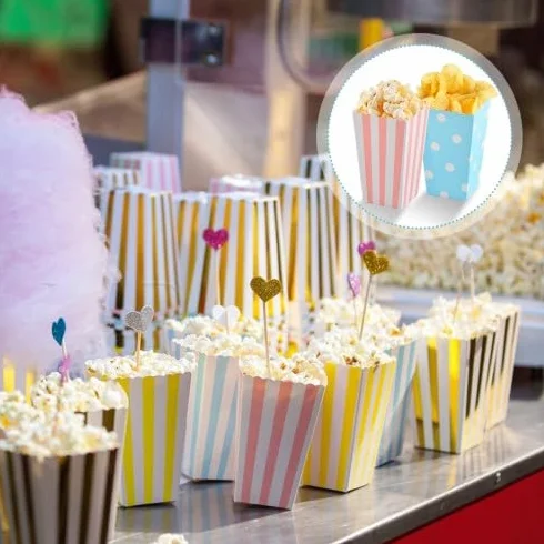 Pudełka na popcorn 60 sztuk pojemniki na cukierki z wzorem fal kropki paski