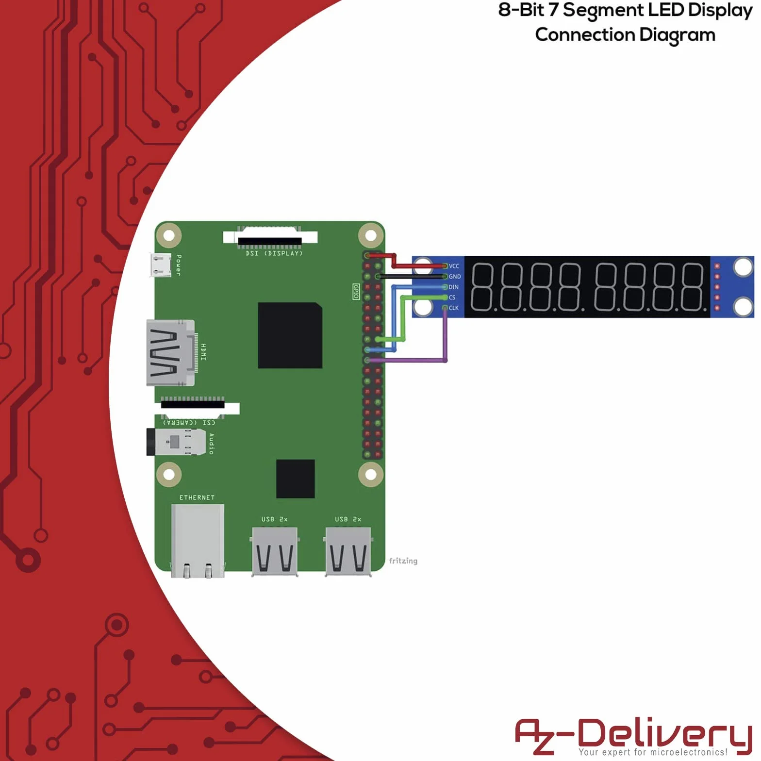 AZDelivery 3 x MAX7219 Led Module 8 Bit 7 Segmentowy wyświetlacz TM1637 LED kompatybilny z Arduino i Raspberry Pi