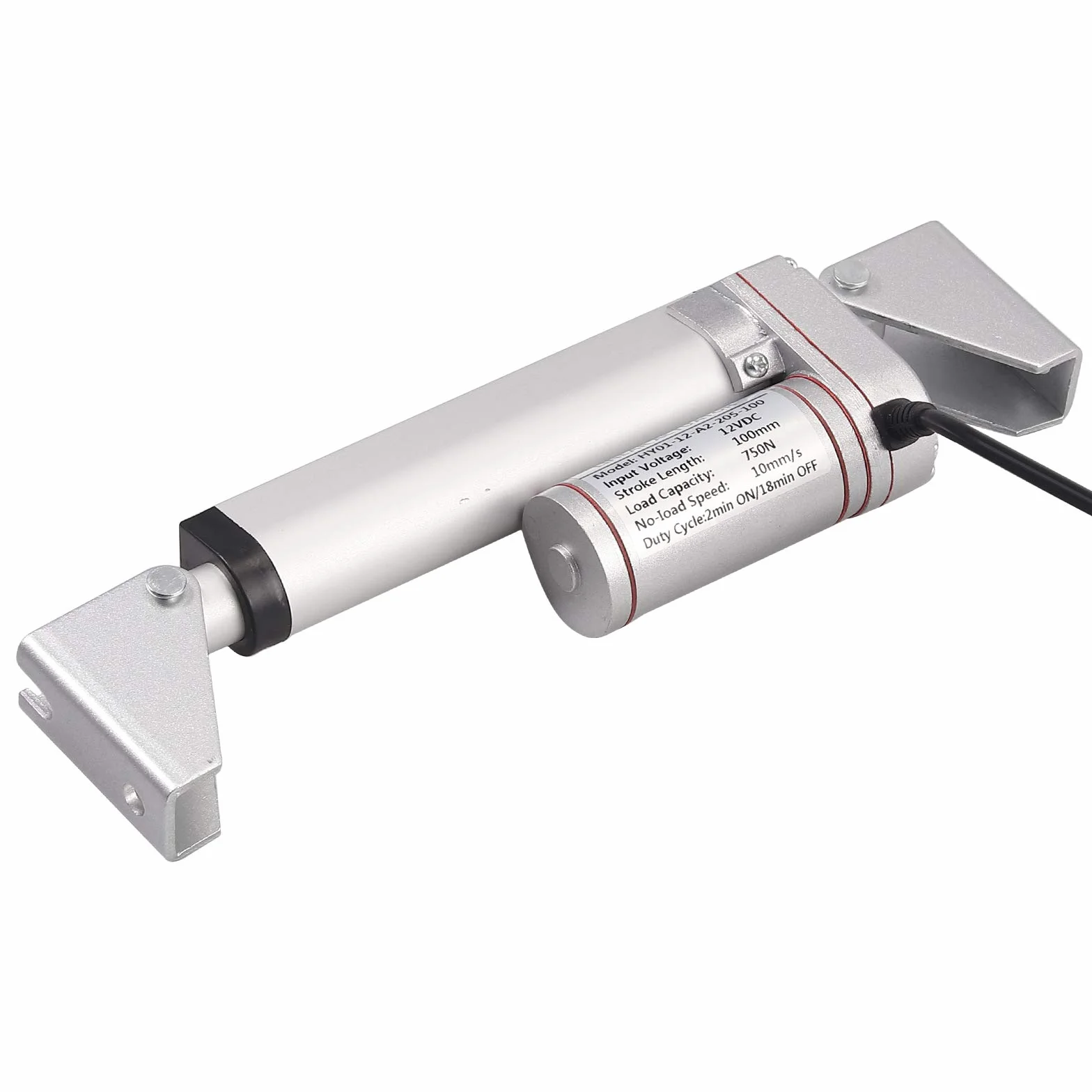 AUTOUTLET Silnik liniowy, napęd regulacyjny, otwieracz bramy, silnik liniowy DC 12 V, 750 N, 100 mm, 10 mm/s, elektryczny cylinder silnik prądu stałego z uchwytem 2 x, do mebli samochodowych itp.,