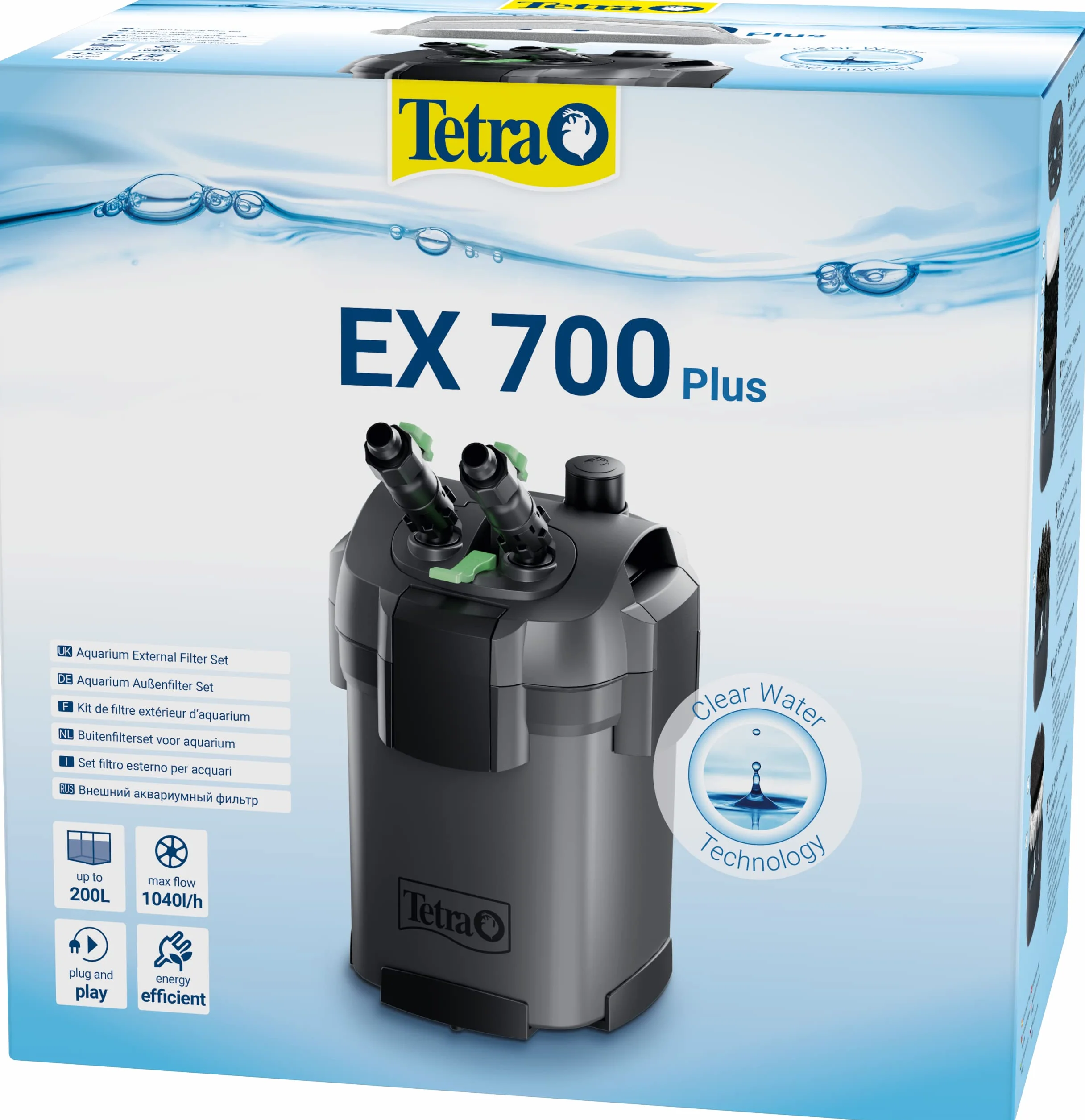 Tetra Filtr zewnętrzny do akwarium EX 700 Plus – wydajny filtr do akwariów do 200 l, tworzy krystalicznie czystą wodę odpowiednią dla ryb