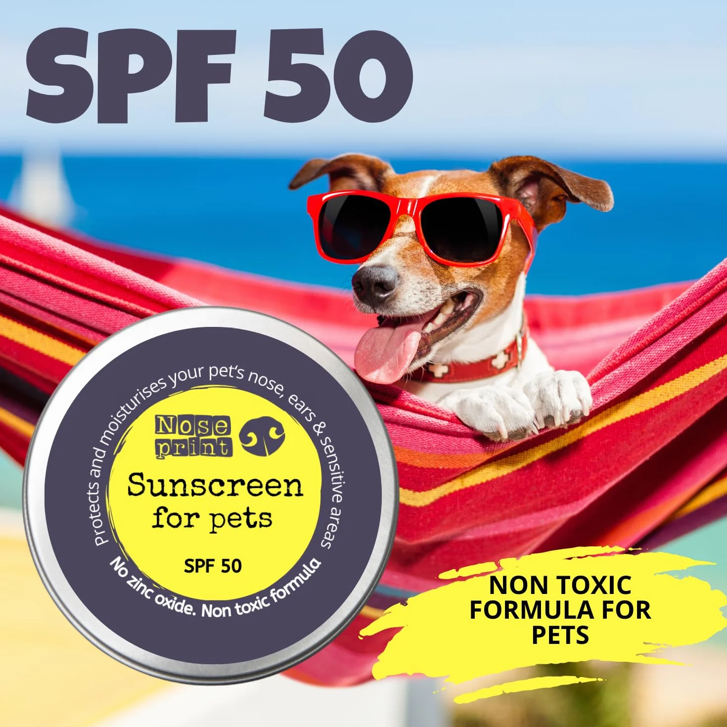 SPF 50 balsam chroniący przed słońcem dla zwierząt domowych, 100 ml, w puszce, nawilżający krem przeciwsłoneczny dla psów i kotów, nietoksyczna formuła, balsam do nosa i łap, ochrona przed