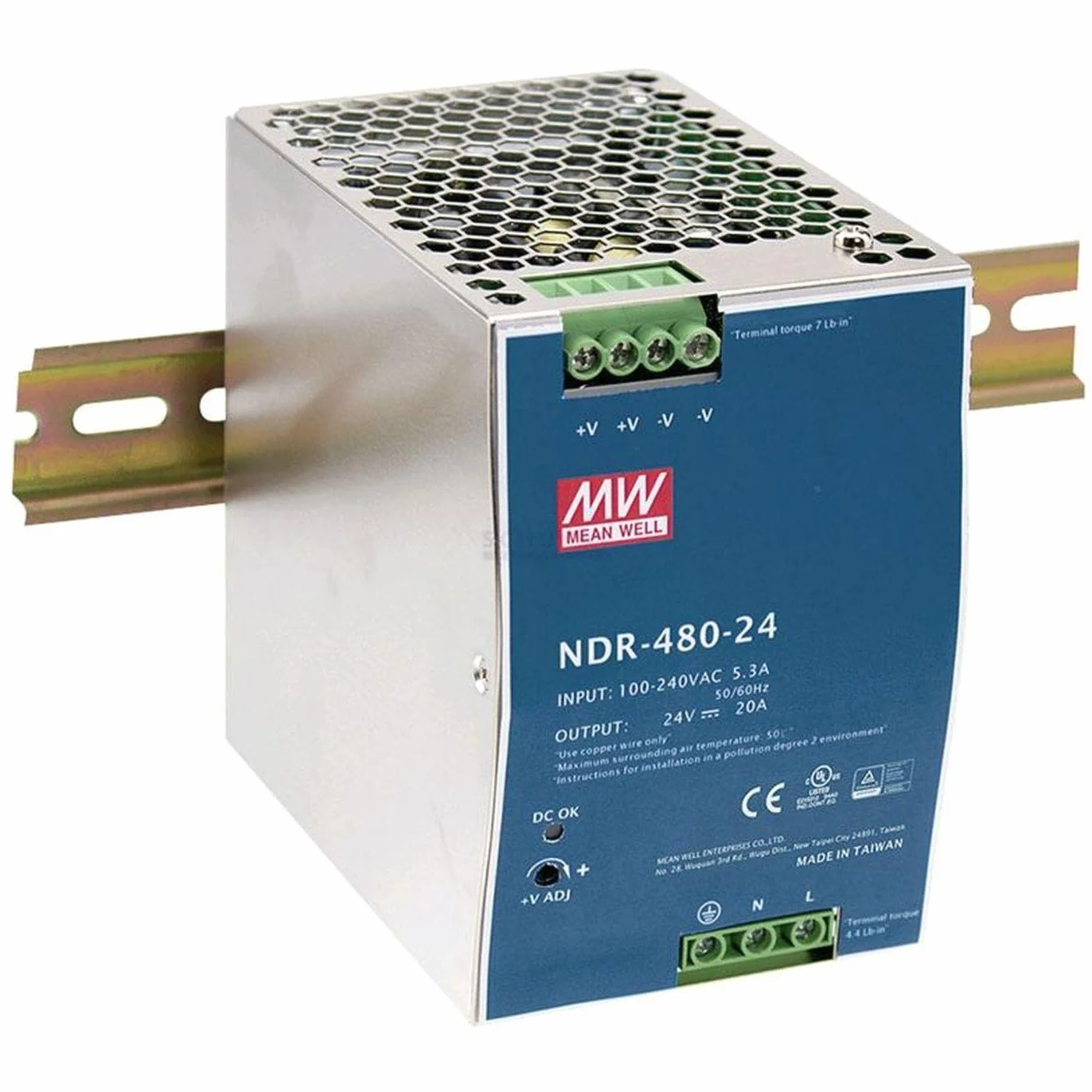 Mean Well NDR-480-24 AC-DC zasilacz szyny DIN 24V 480W