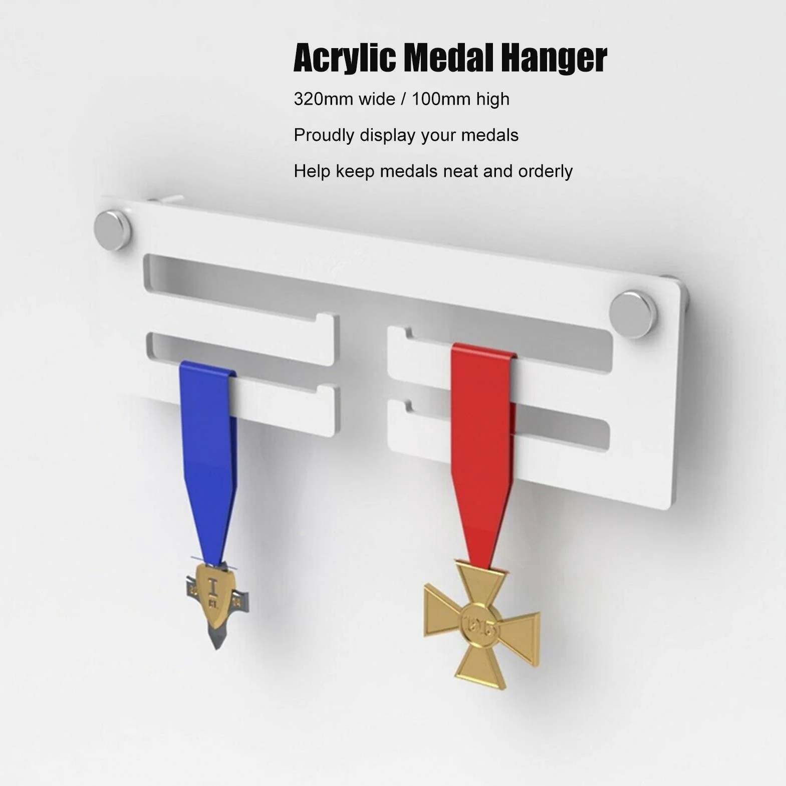 01 02 015 Wygodny stojak na nagrody, wieszak na medale, stojak ekspozycyjny na medale montowany na ścianie wieszak na medal, do powieszenia w domu, na medale biurowe