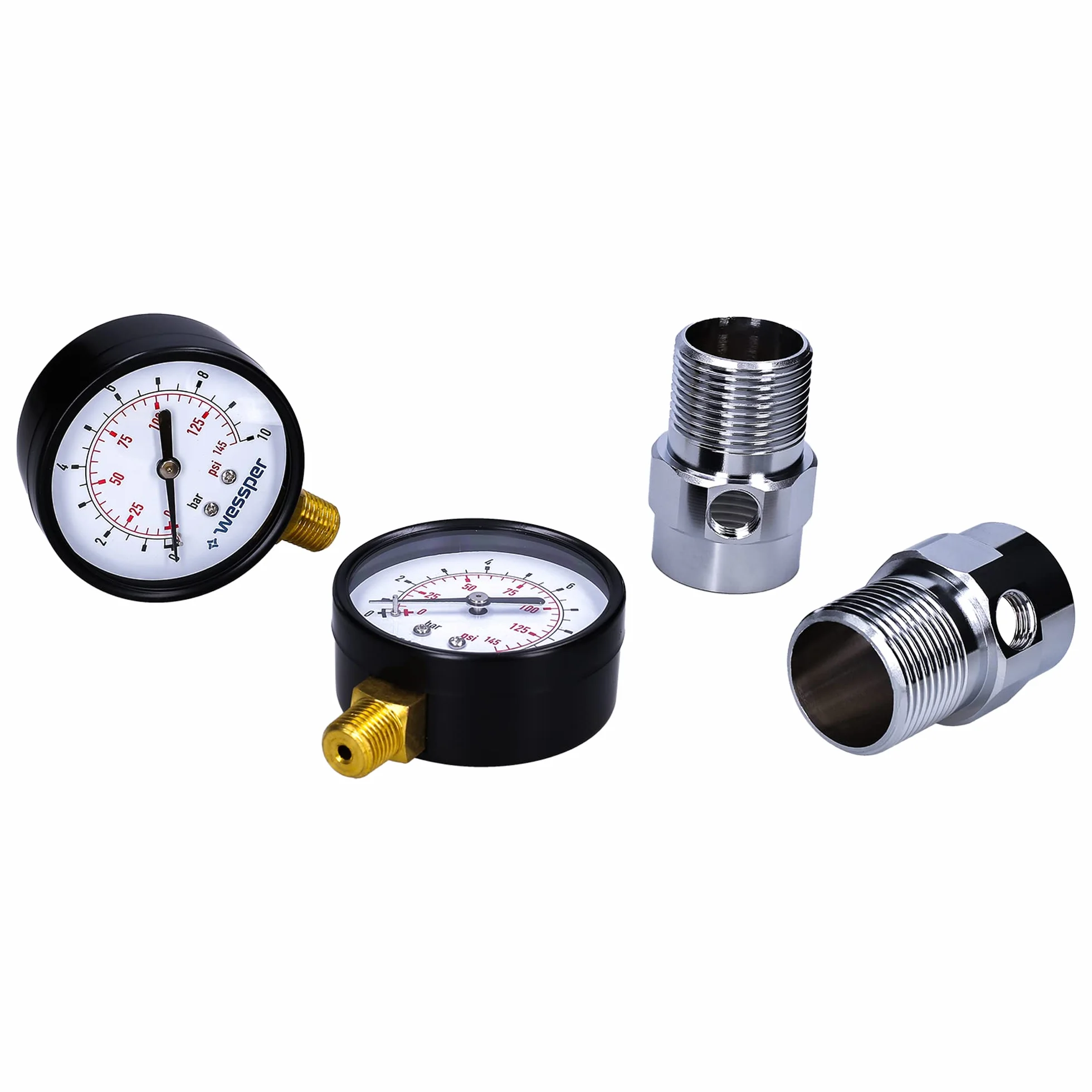 Wessper Manometr 2 Sztuki z Adapterem 10 bar 0-145 psi Ø 1" Podwójna Skala