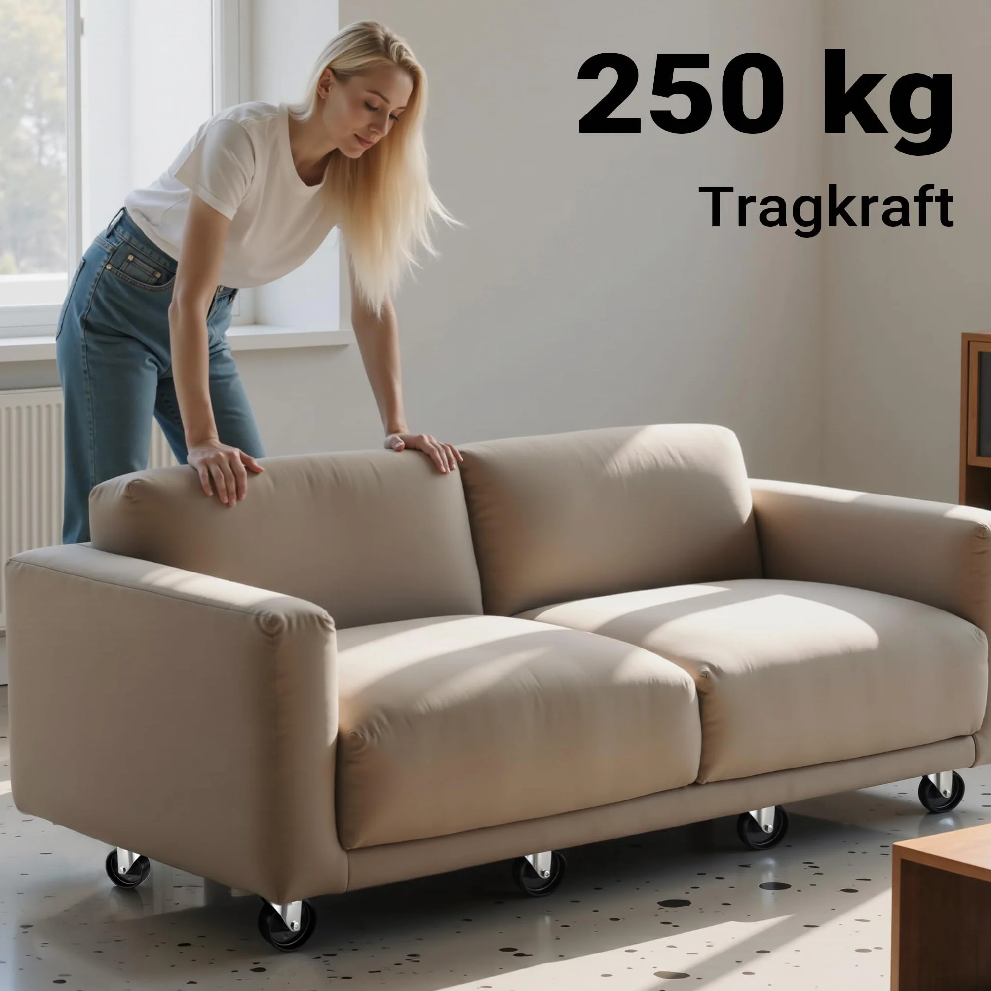 Wiltec Platforma transportowa 380x380x119 mm 250 kg drewniany podest 4 skrętnymi kółkami