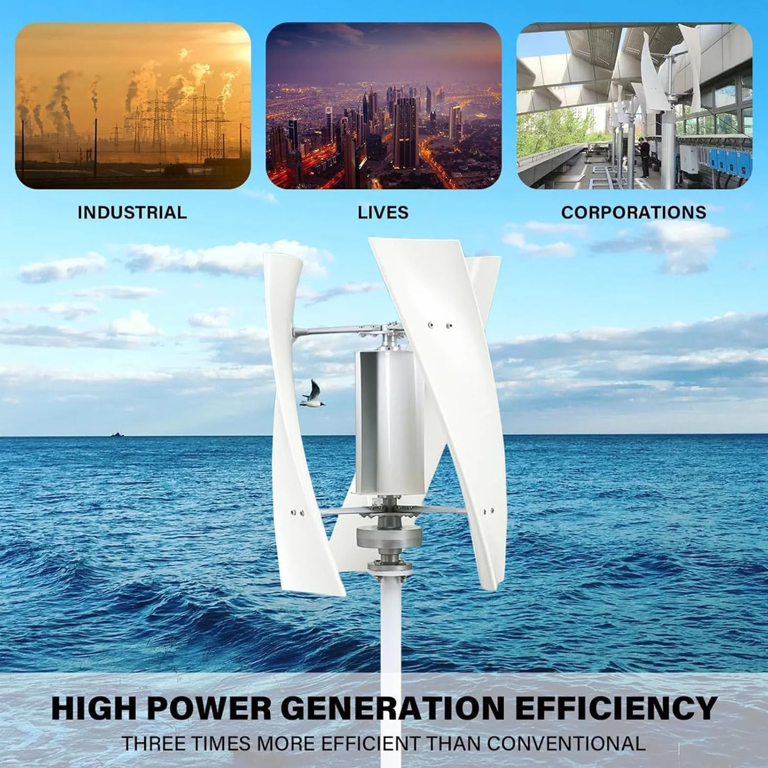 Zestaw generatora turbiny wiatrowej 5000 W, 12 V 24 V 48 V 220 V przenośny pionowy zestaw generatora turbiny wiatrowej, 3-łopatkowy zestaw generatora wiatrowego z regulatorem ładowania,48V