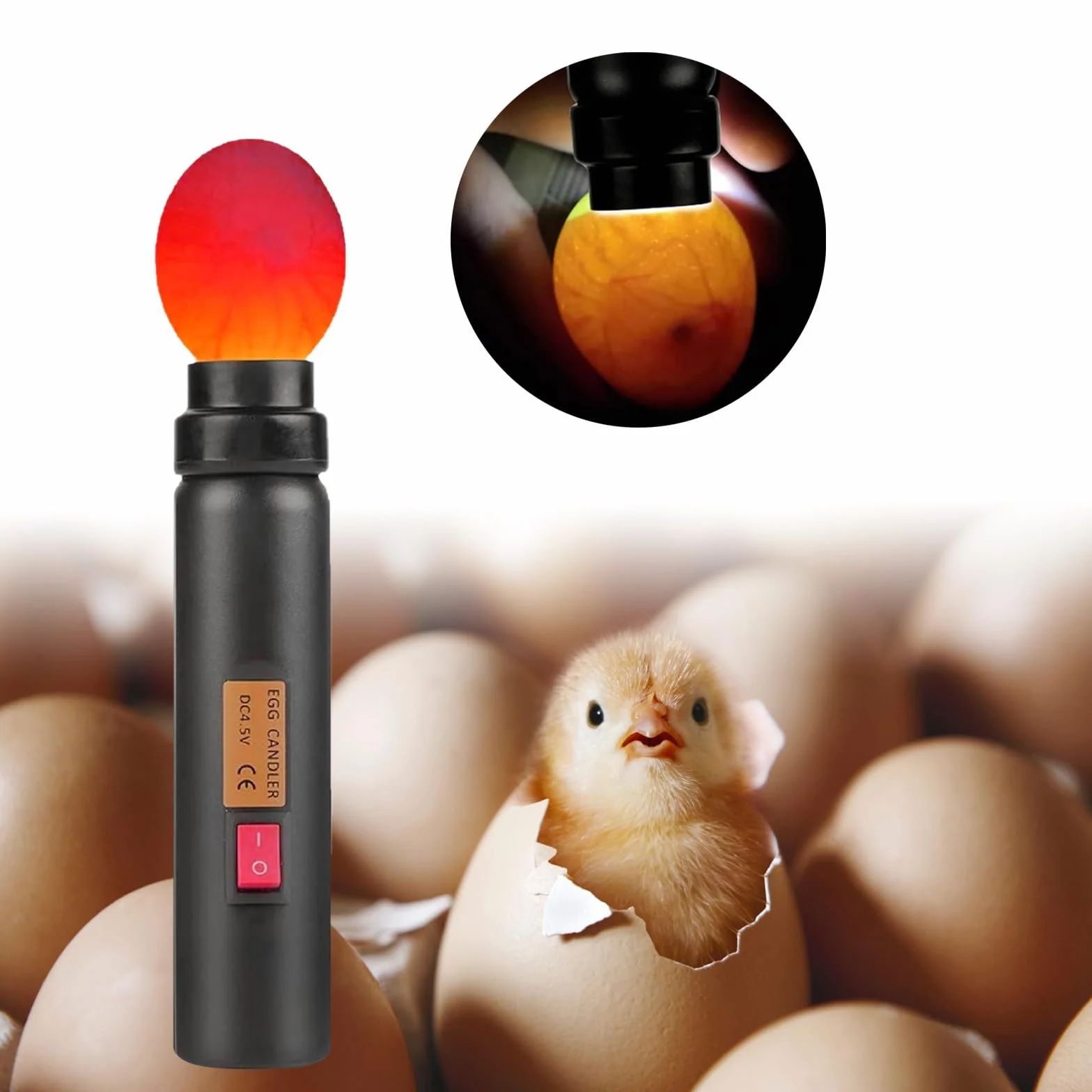 Tester zapłodnionych jaj, lampa do jaj kurzych, świecąca lampka LED do obserwacji inkubacji jajek, wskaźnik płodności do inkubatora