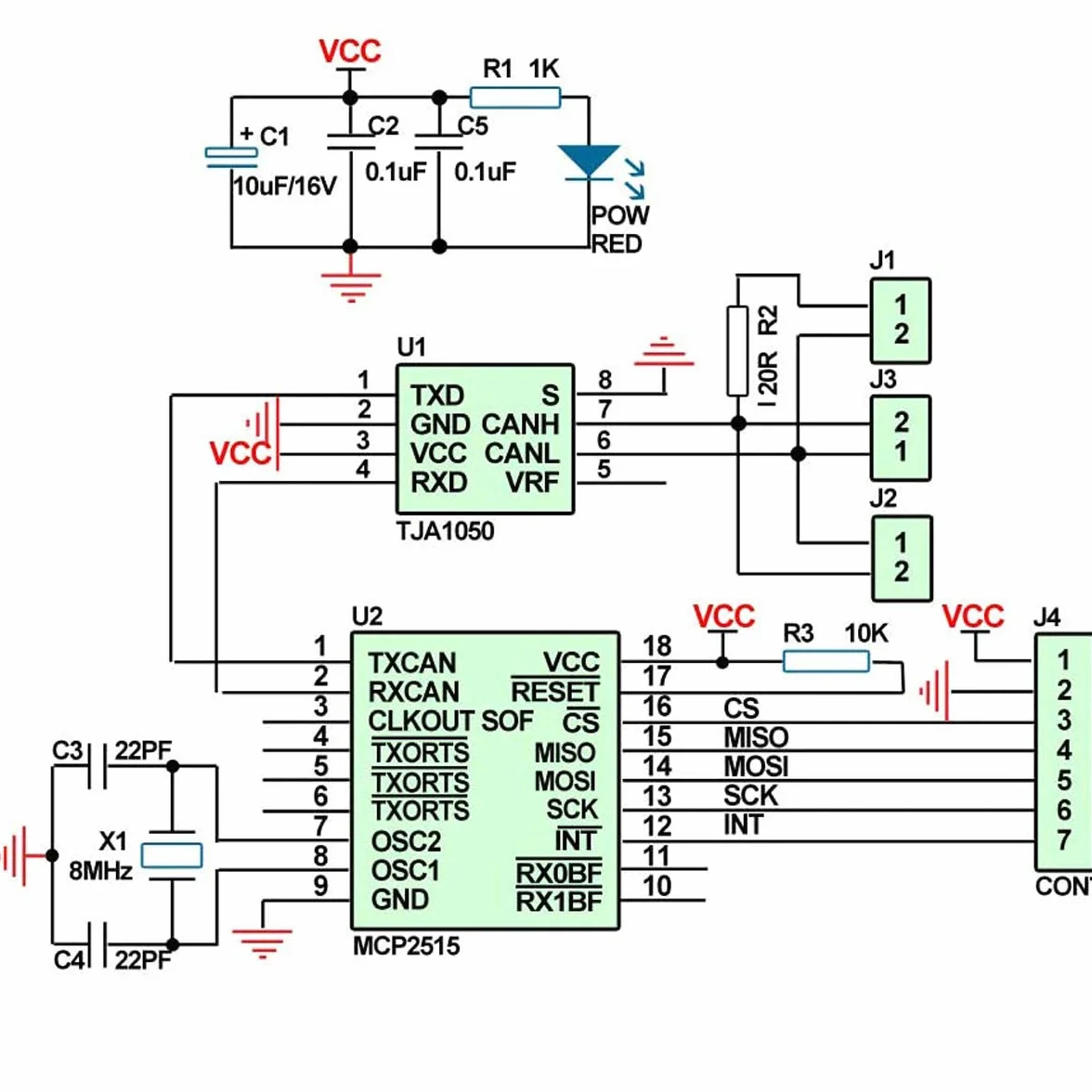 MCP2515 TJA1050 CAN Bus Moduł Odbiornika Kontrolera SPI 5V DC z Liniami Dupont do Arduino