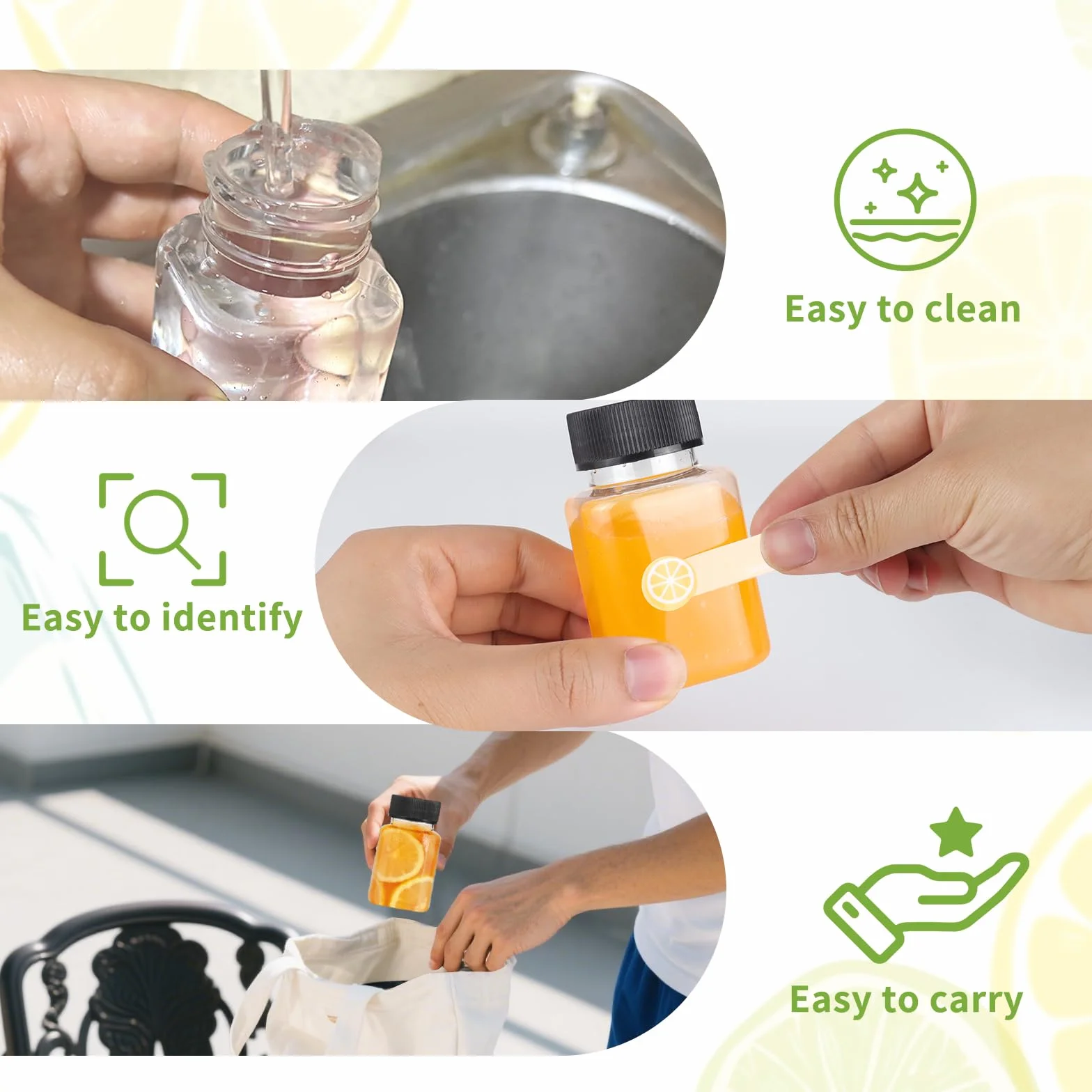 winbest 16 sztuk butelka do napełniania, 100 ml, plastikowe naklejki, wielokrotnego użytku, smoothies