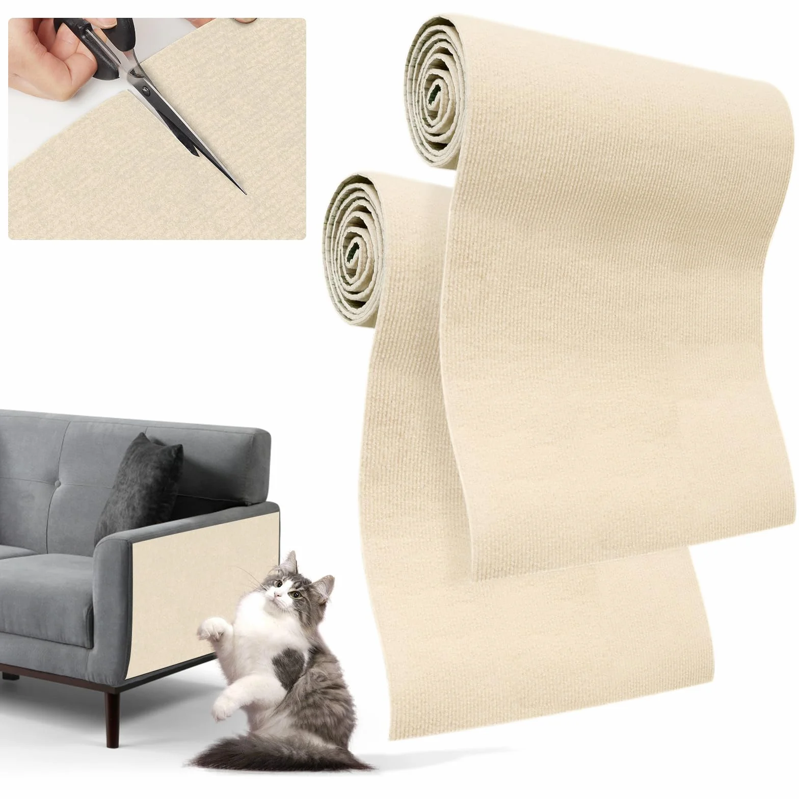 Cat Scratching Pad, 200x40cm Wspinaczkowy drapak dla kota DIY Samoprzylepna mata do drapania dla kota, wycinana mata do drapania dla kota Sofa