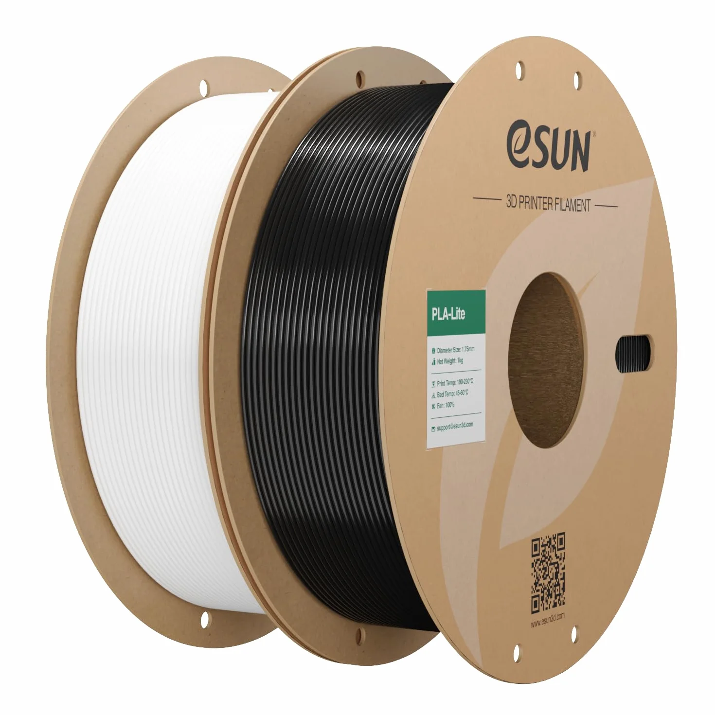 eSUN PLA Filament 1,75 mm dokładność wymiarowa +/- 0,03 mm 2KG Chłodna biel + czerń