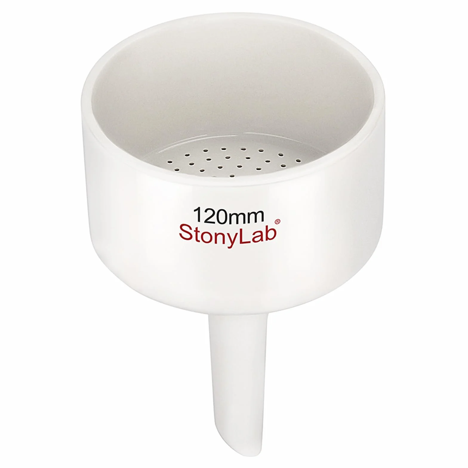 StonyLab Porcelanowy lejek Buchner 60 mm/80 mm/100 mm/120 mm, porcelanowy lejek filtrujący OD 6 cm/8 cm/10 cm do laboratorium (120 mm)